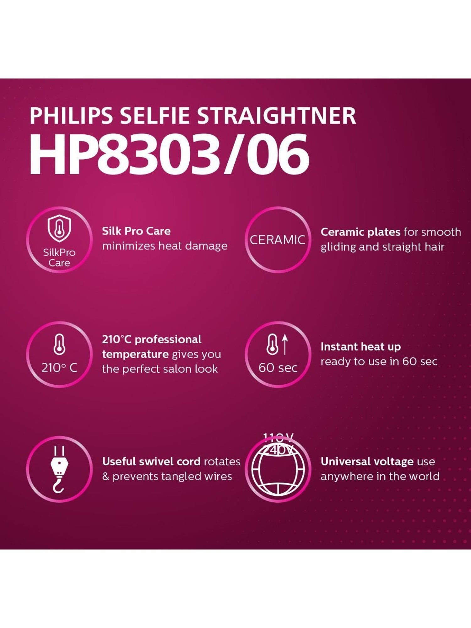 Philips selfie hair outlet straightener hp8303