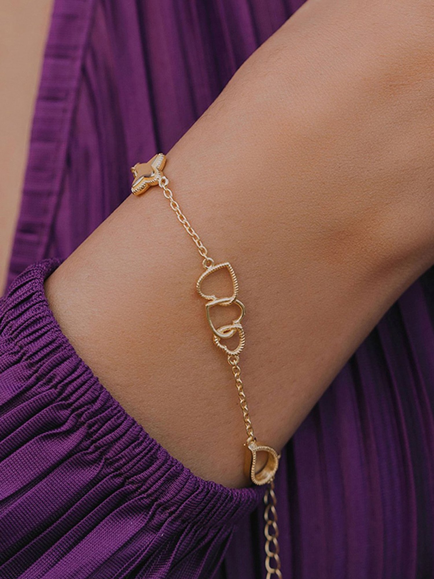 Buy Minimal Heart Charm Silver Plated Bracelet Online At Best Price @ Tata  CLiQ