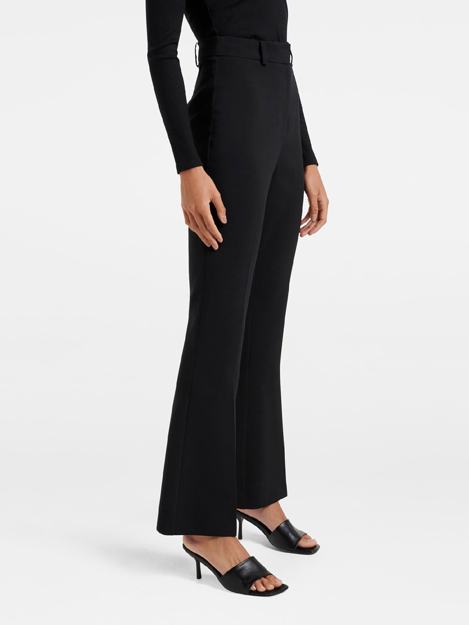 Buy Forever New Black Flared Fit Formal Trousers for Women Online