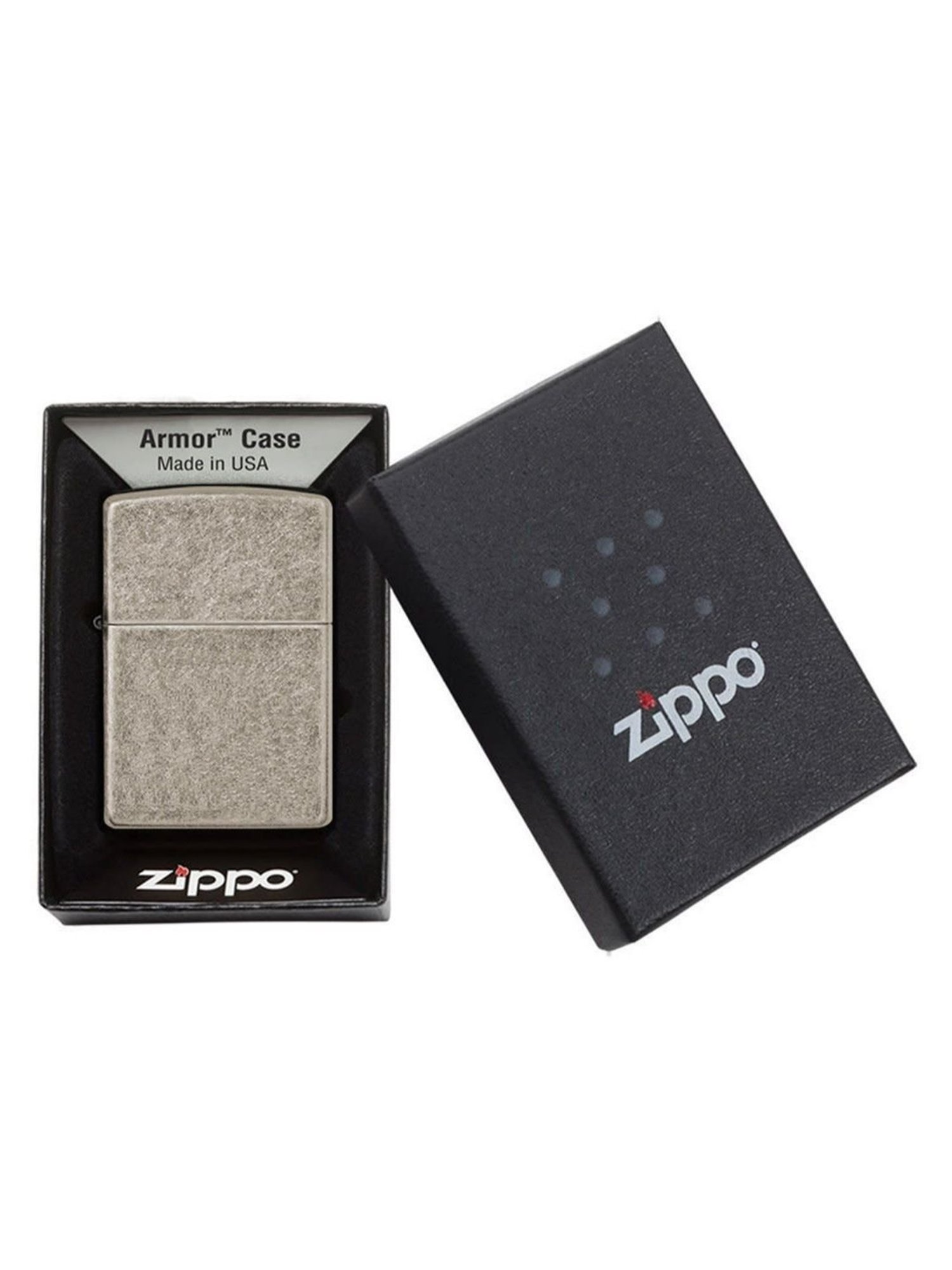 Zippo Armor Antique Silver Plate Pocket Lighter 