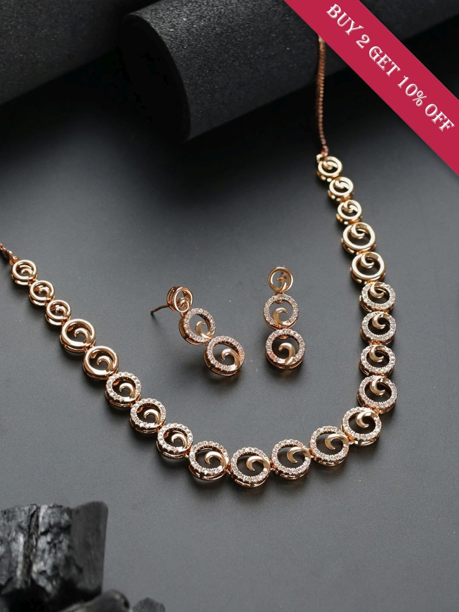 Buy Priyaasi Rose Gold Necklace & Earring Set Online At Best Price @ Tata  CLiQ