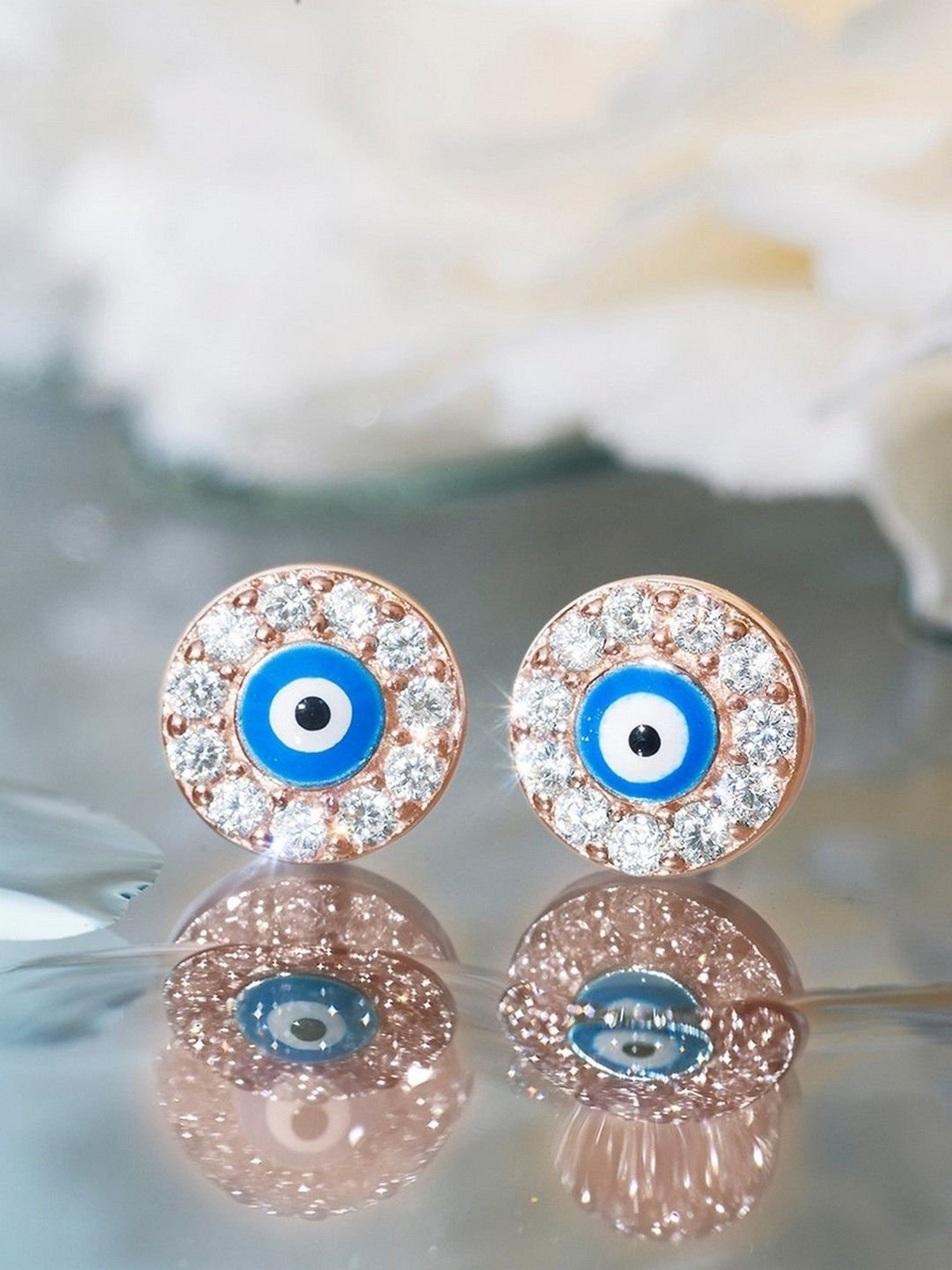 KIKICHIC NYC | Ball Screw Flat Back Tiny CZ Evil Eye Stud Earrings  Cartilage, Tragus, Helix, Conch in Sterling Silver in 14k Gold and Silver.
