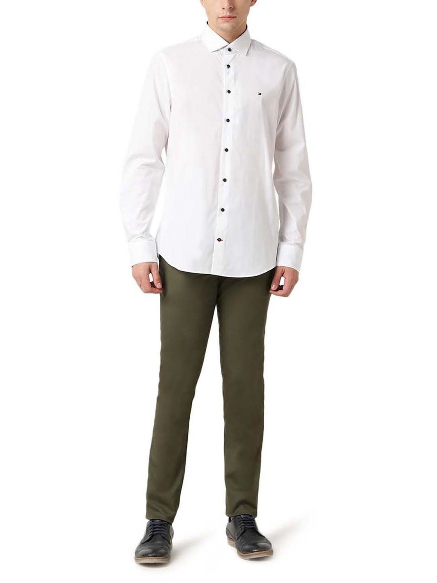 Tommy Hilfiger Men White Slim Fit Solid Casual Shirt - Buy Tommy Hilfiger  Men White Slim Fit Solid Casual Shirt online in India