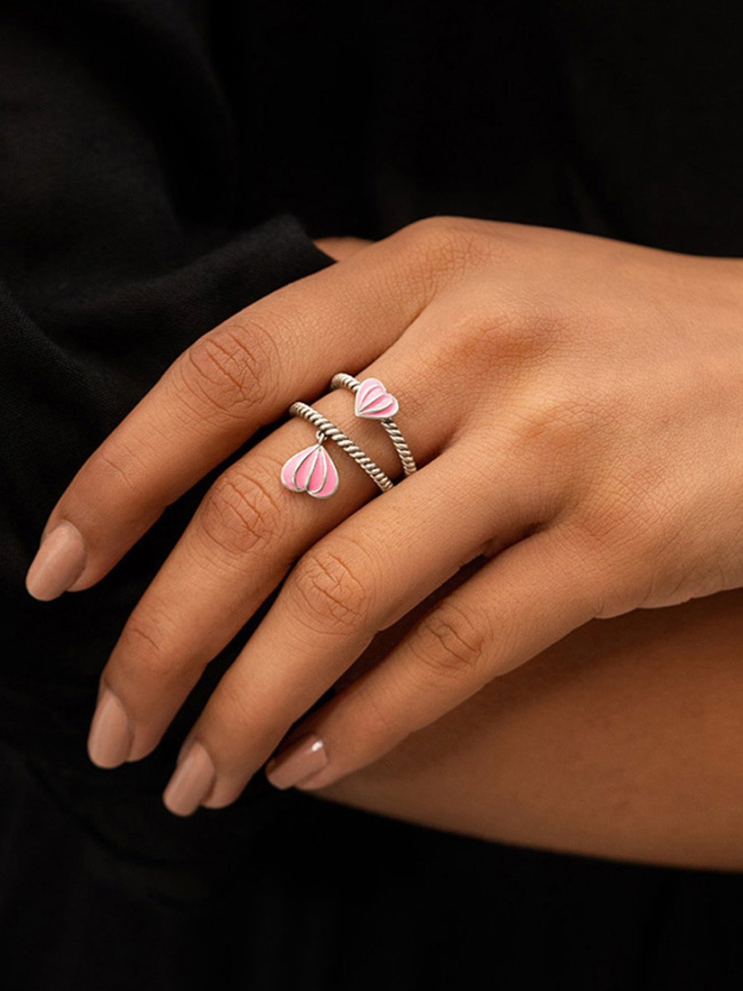 Pink swirl store heart statement ring