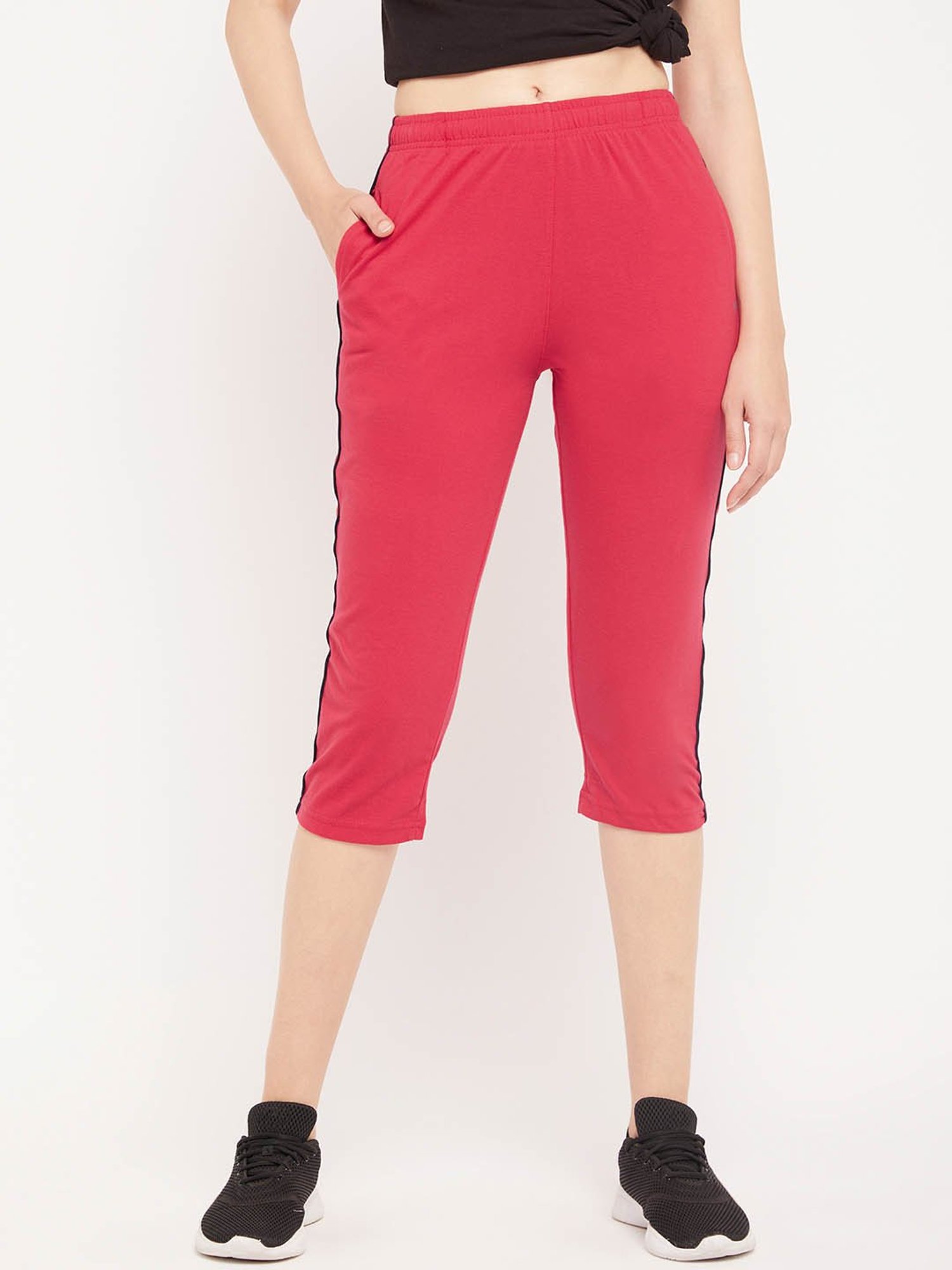 Buy Neva Black Textured Capris for Women Online @ Tata CLiQ