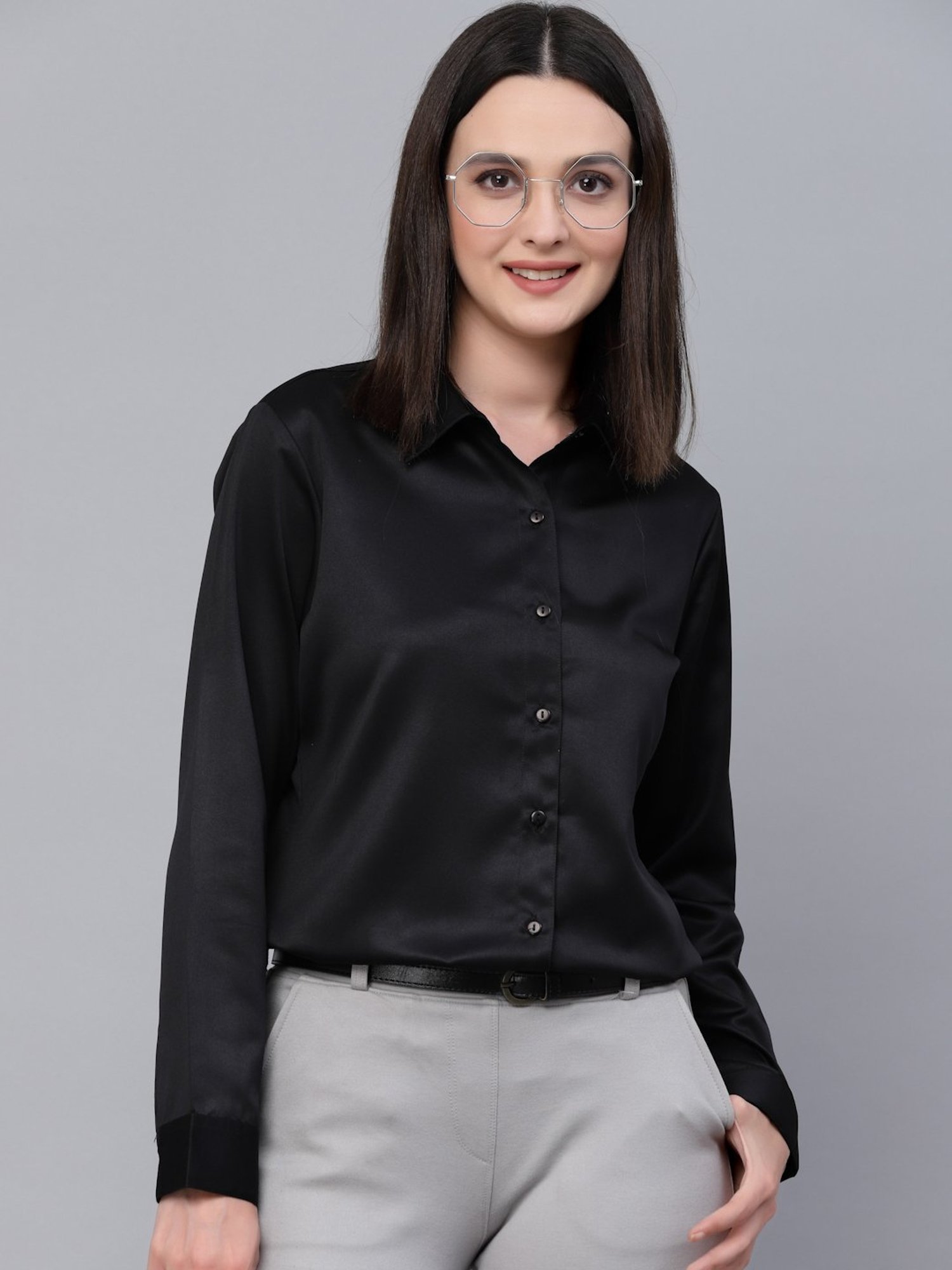 Black formal 2024 shirt for womens