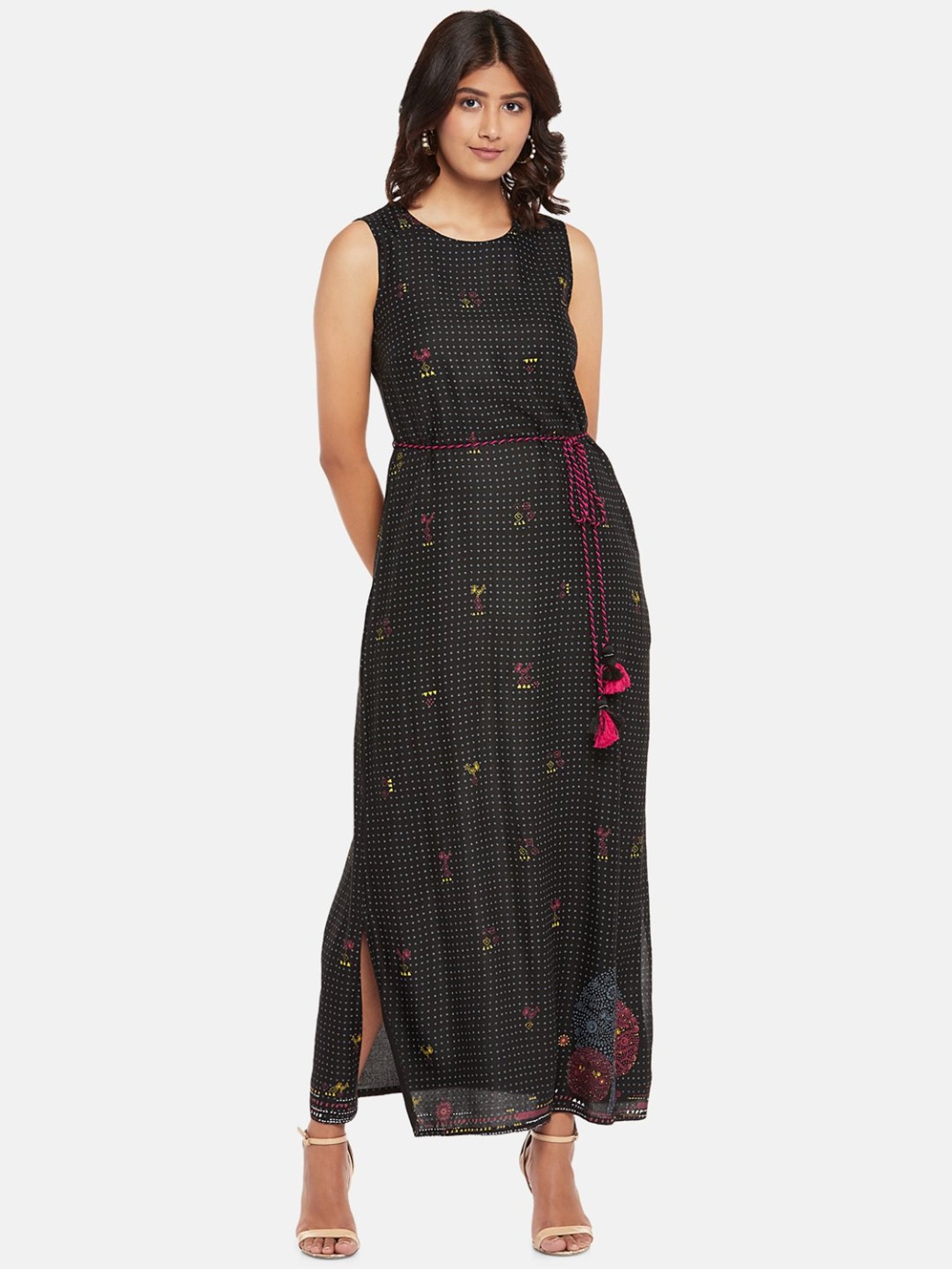 Akkriti by Pantaloons Black Printed Maxi Dress