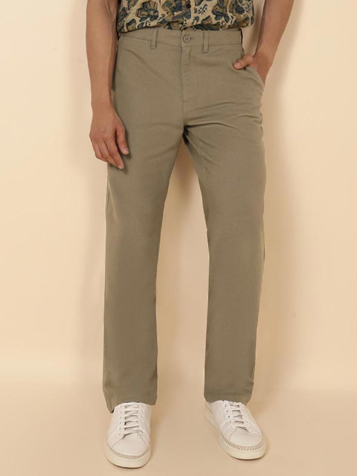 Fabindia Mens Formal Trousers 10460633Stone34  Amazonin Fashion