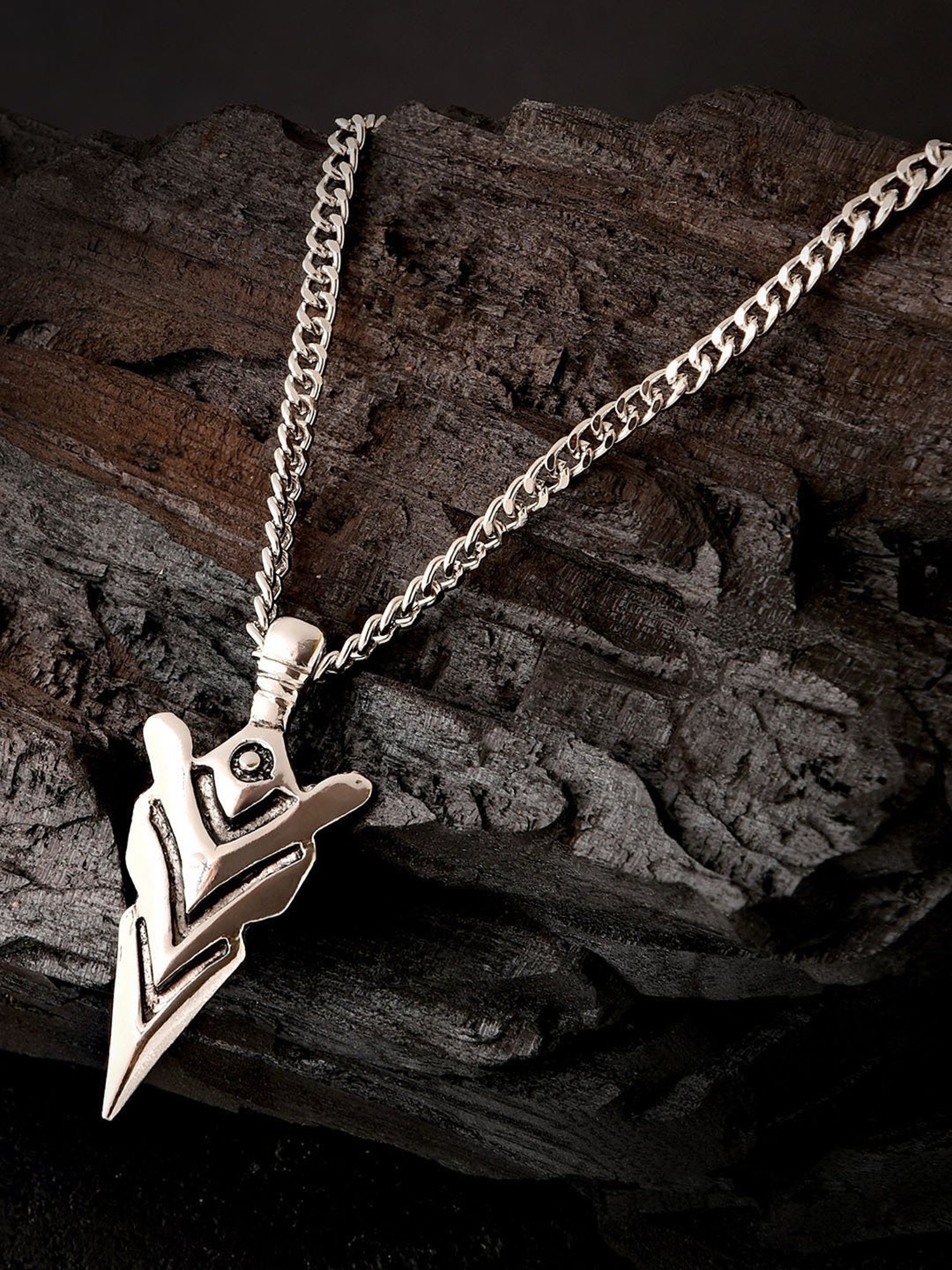 Amazon.com: Men's Silver Necklace - Arrow Pendant - Mens Jewelry - Triangle  Charm Necklace - Mens Pendant : Handmade Products