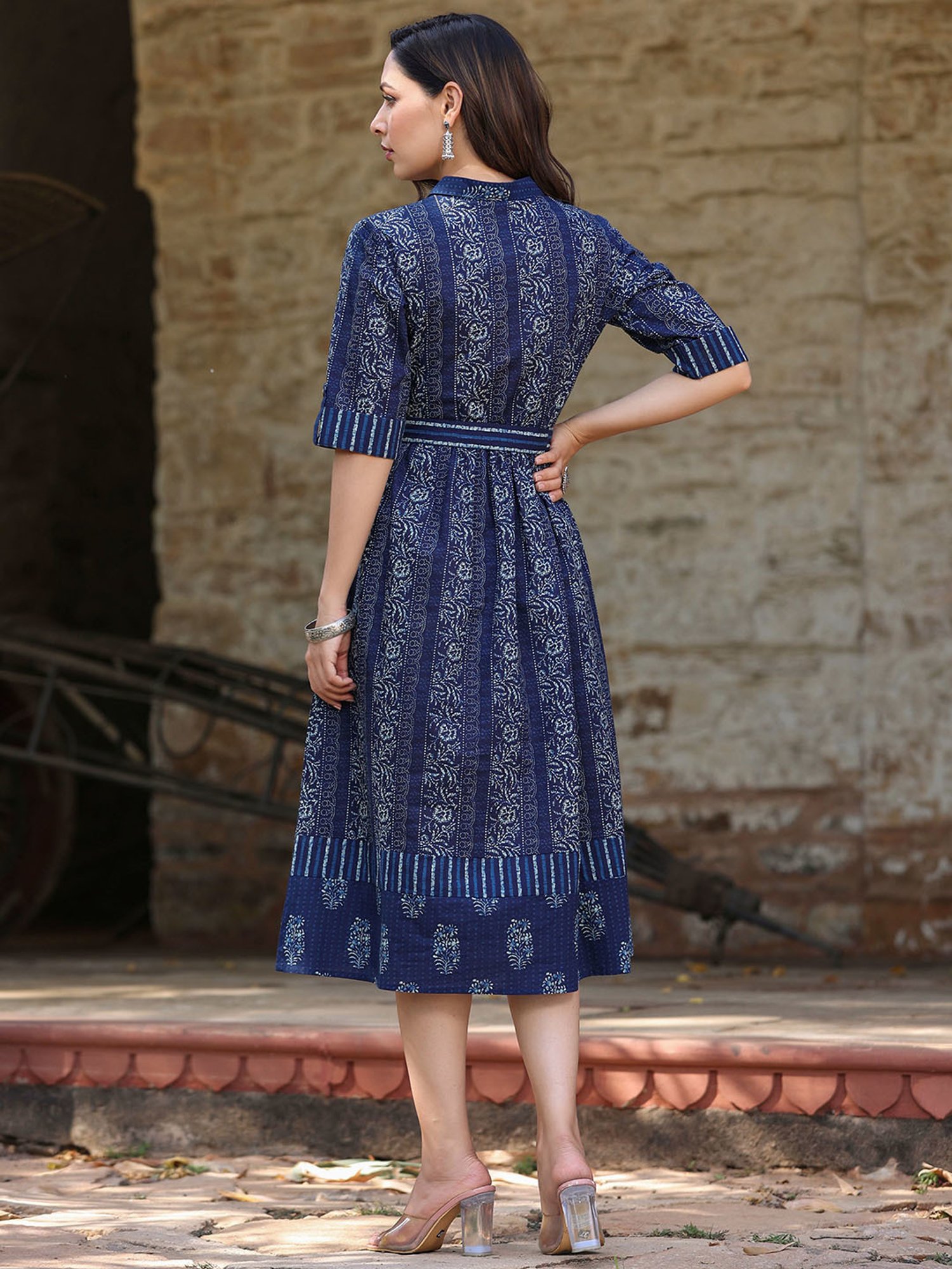 Juniper Navy Printed Shirt Dress