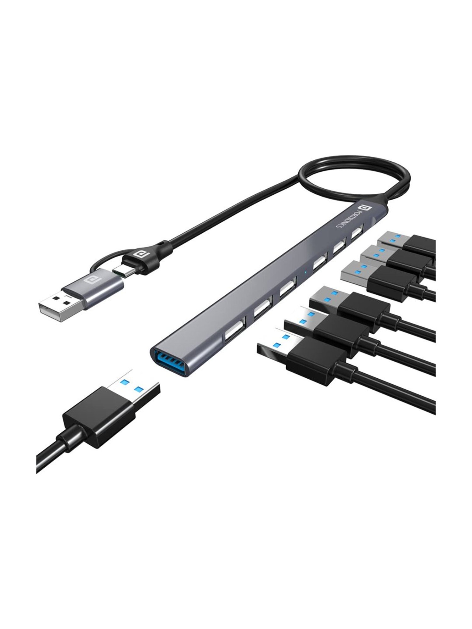 7-Port Usb 3.0 Hub with LED Lamp Switch Power Adapter 7 Poort Multiple  Expander Usb