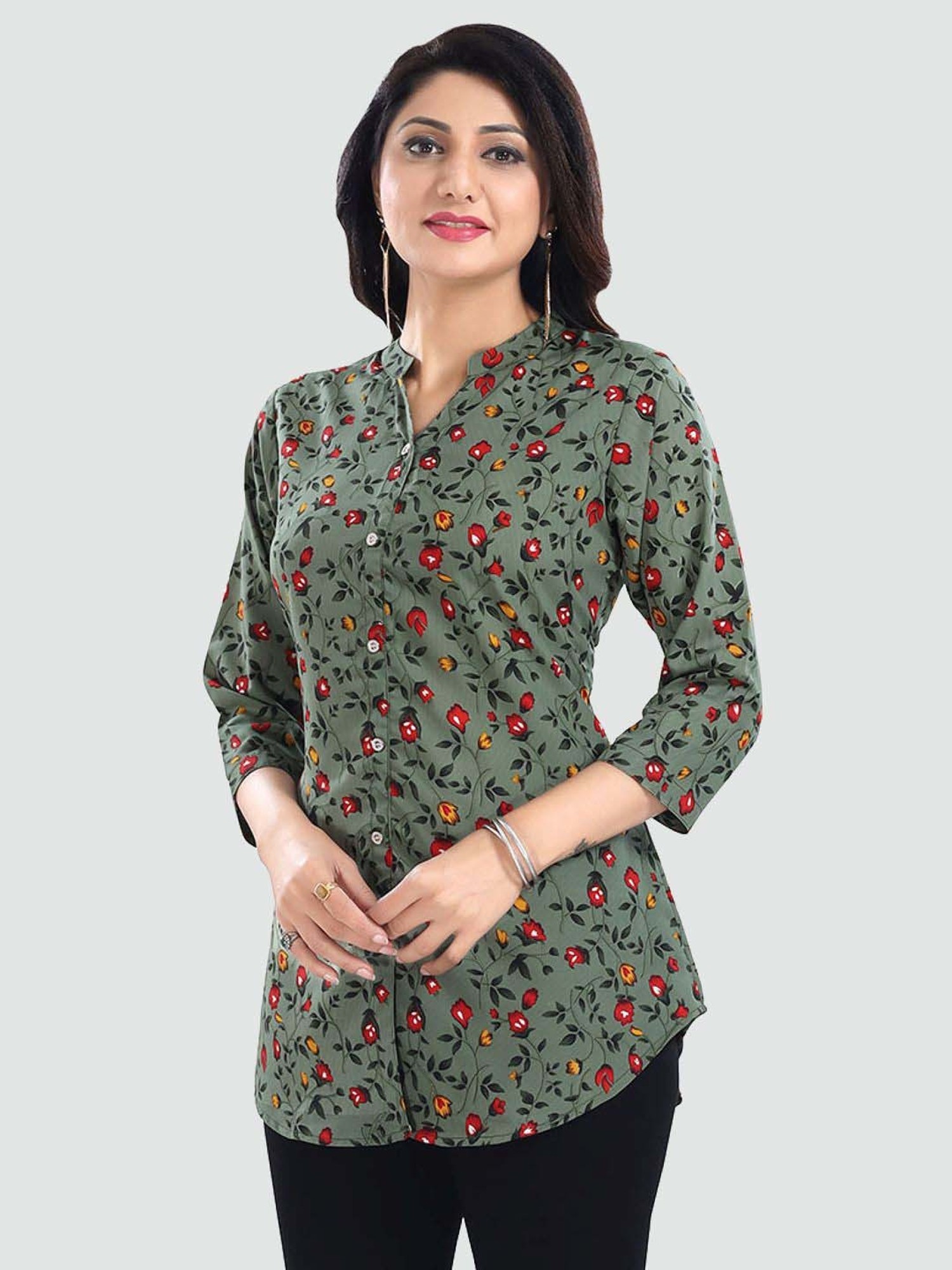 Buy Now Short Kurtis Online Black Color A- Line Rayon Printed Kurti For  Girl – Lady India