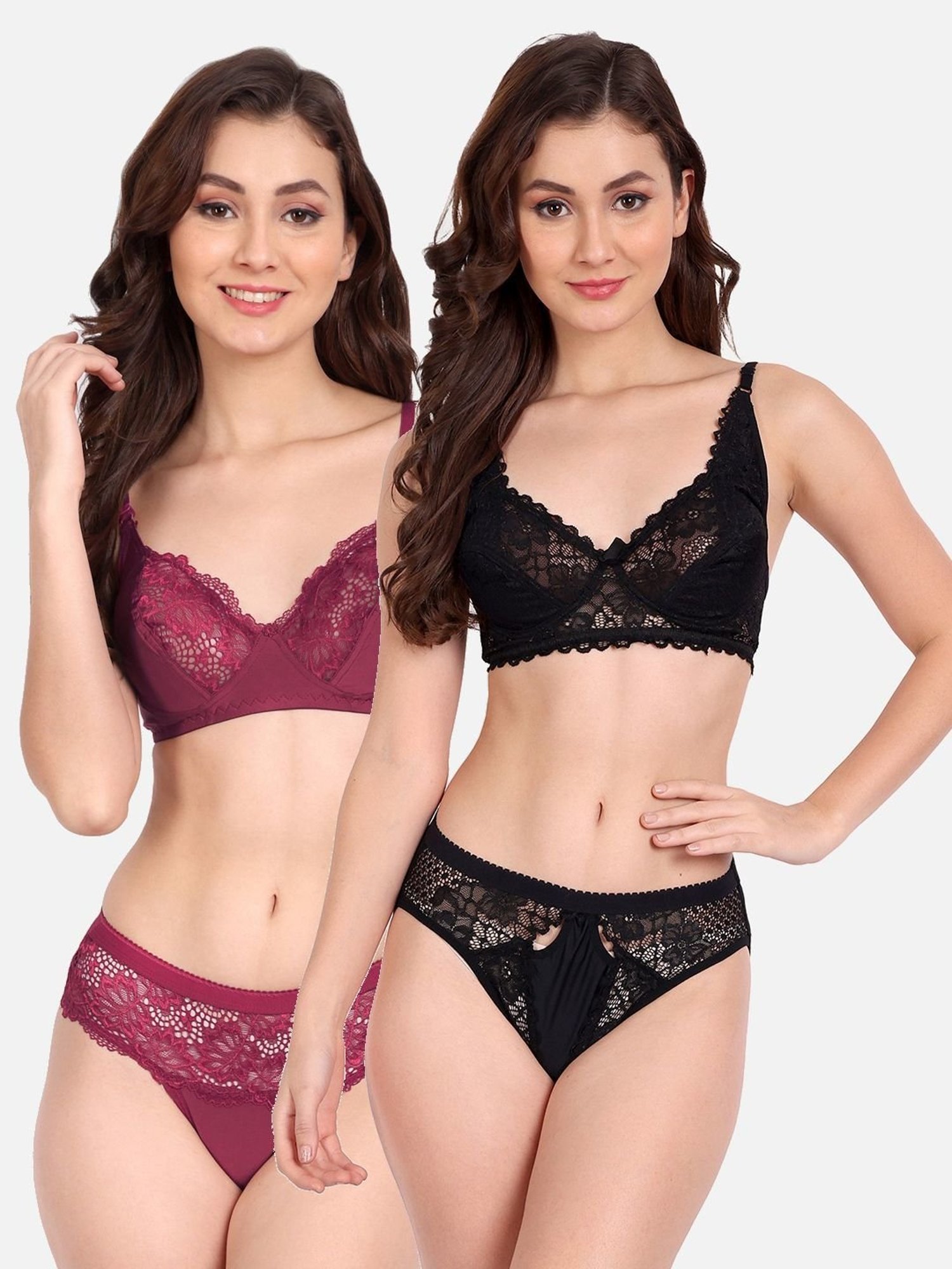 Buy Maroon & Black Lingerie Sets for Women by AROUSY Online
