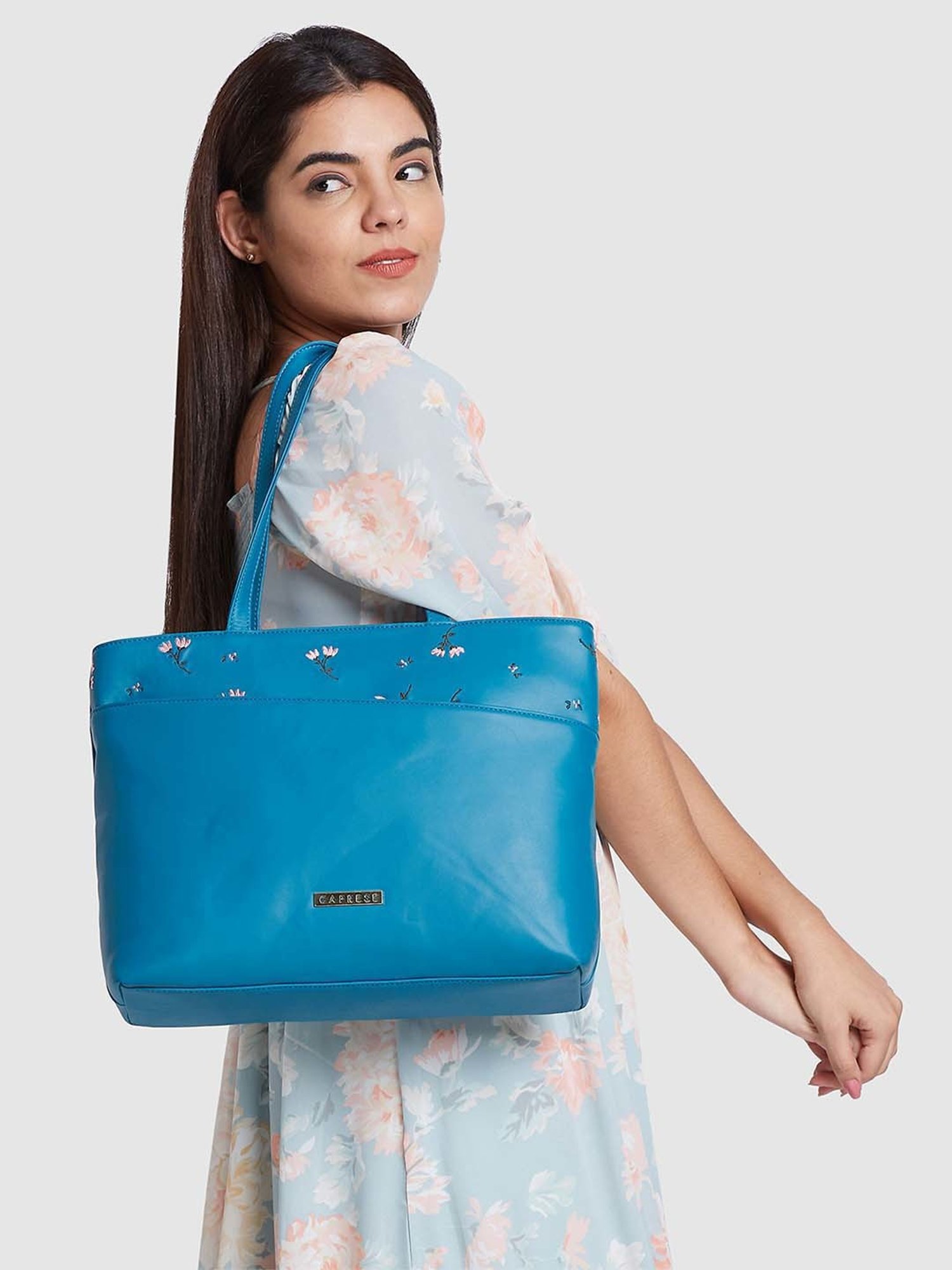 NUFA Blue Solid Small Shoulder Handbag