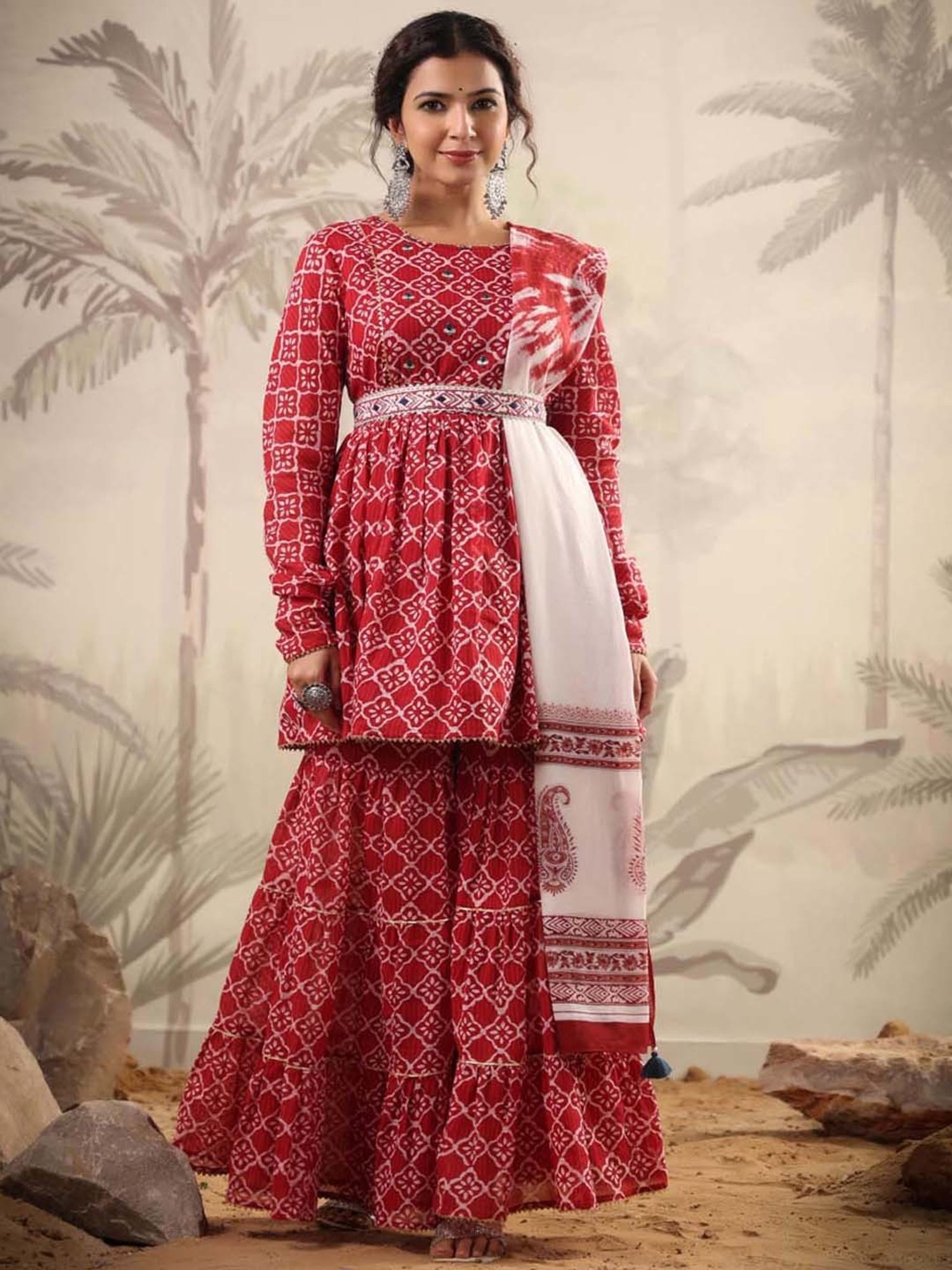 Designer White Sharara Kurti Set Design