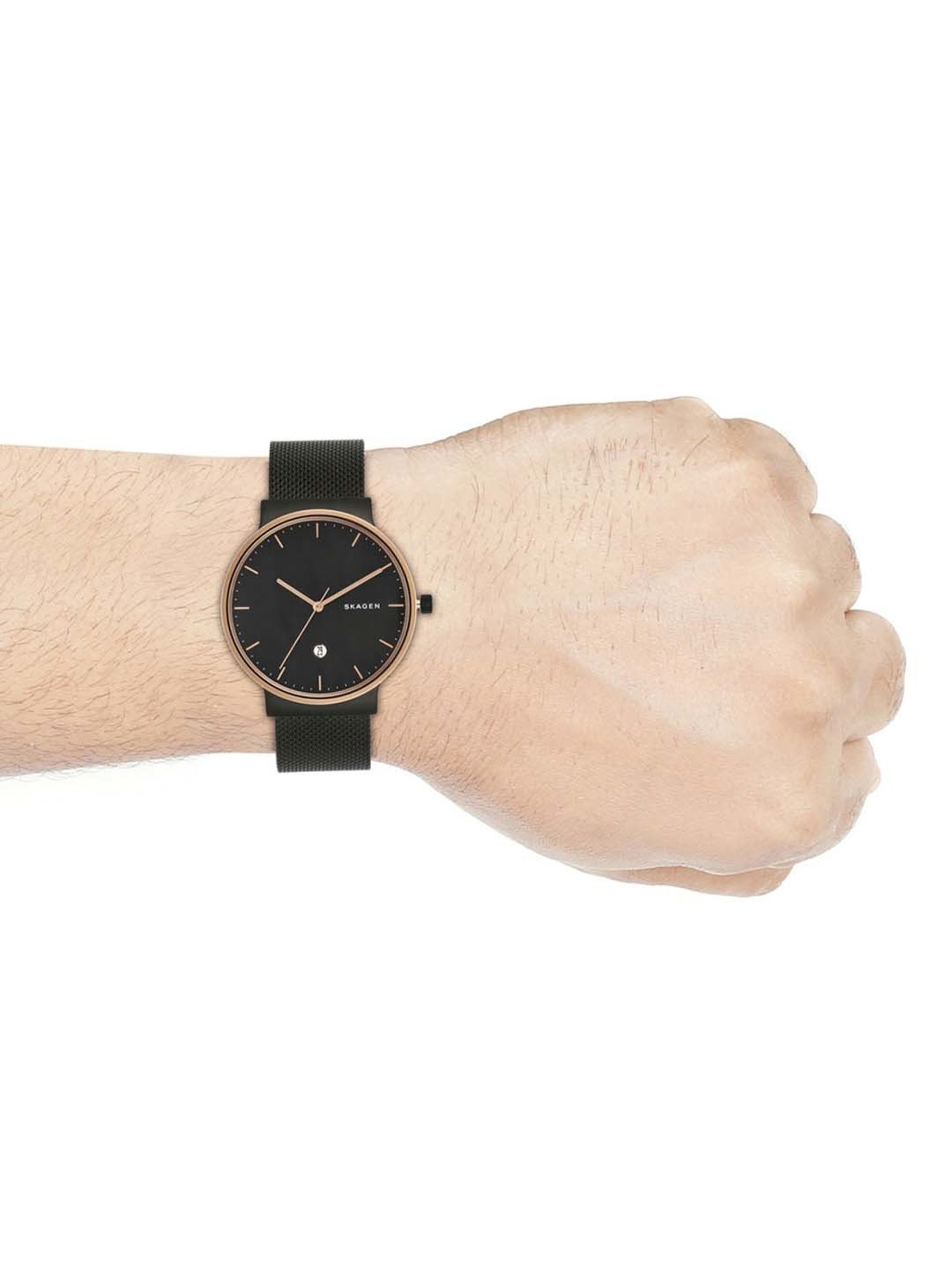 Skagen SKW6196 Men's Black Ancher Leather Strap Watch Stopwatch | eBay