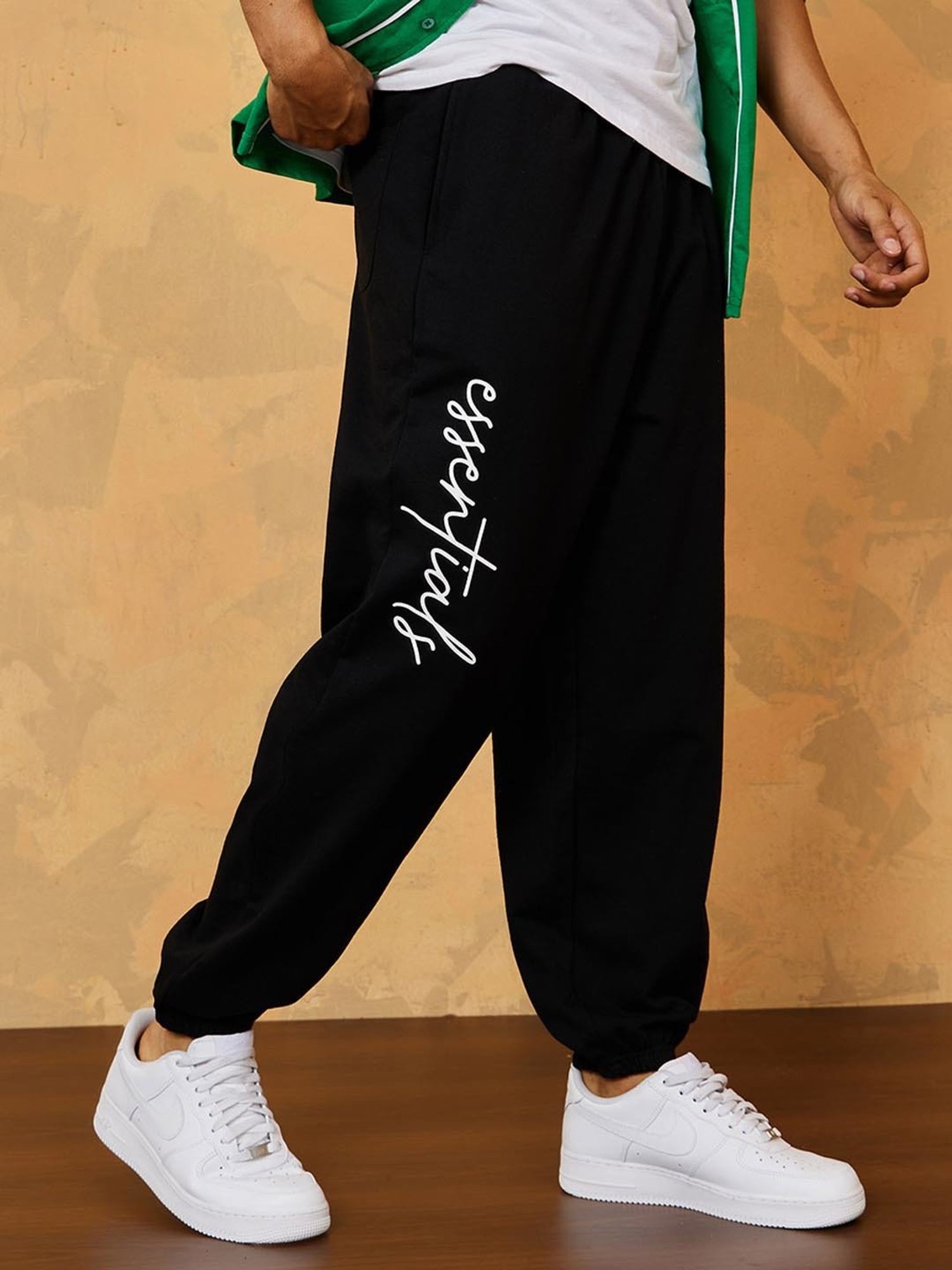 Buy Styli Black Cotton Relaxed Fit Printed Joggers for Mens Online @ Tata  CLiQ