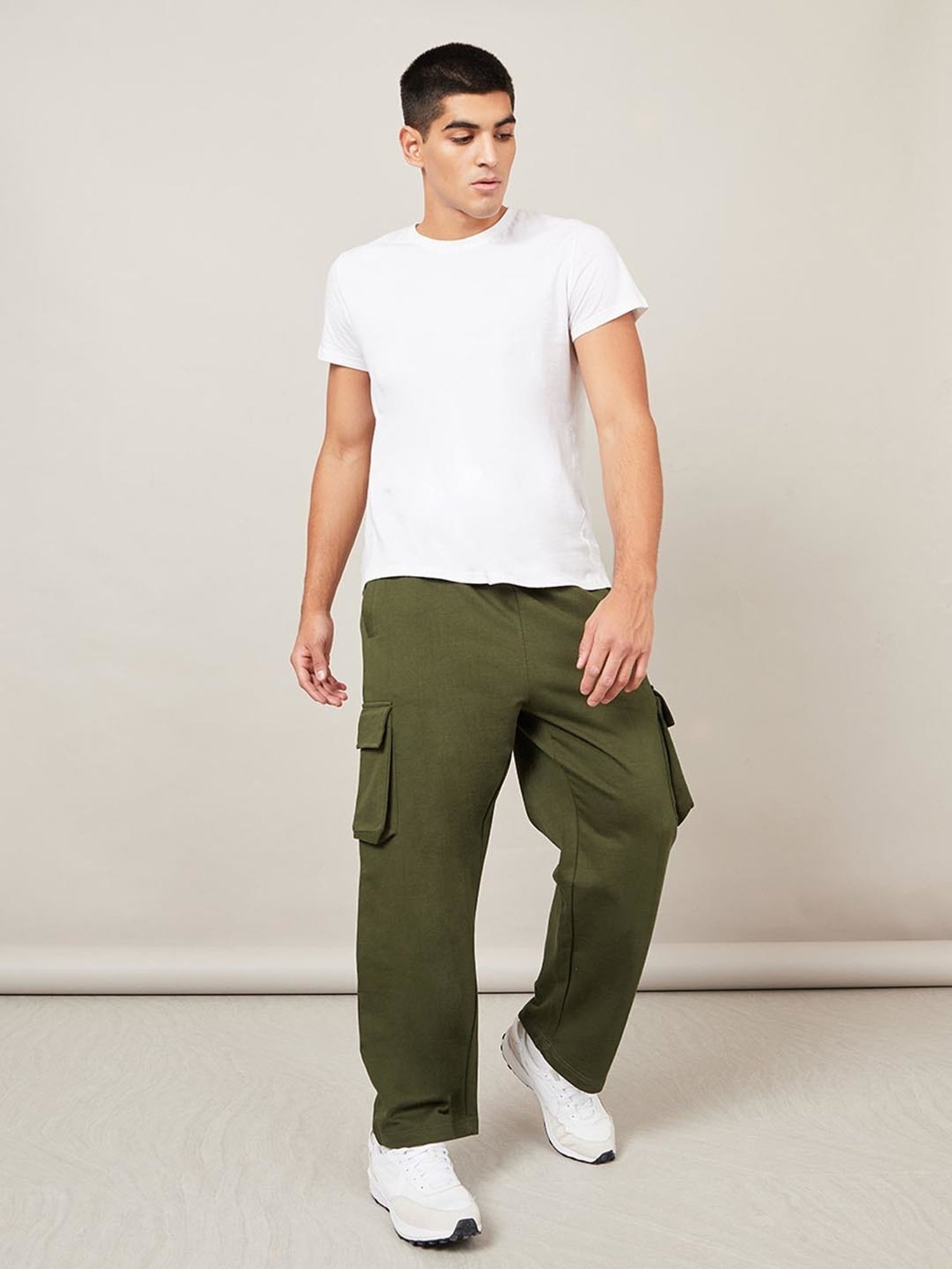 Buy Styli Olive Green Cotton Relaxed Fit Trackpants for Mens Online @ Tata  CLiQ