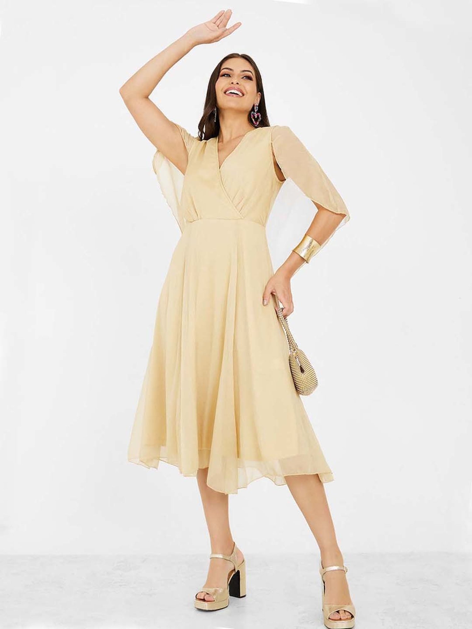 Buy Styli Beige A-Line Dress for Women Online @ Tata CLiQ