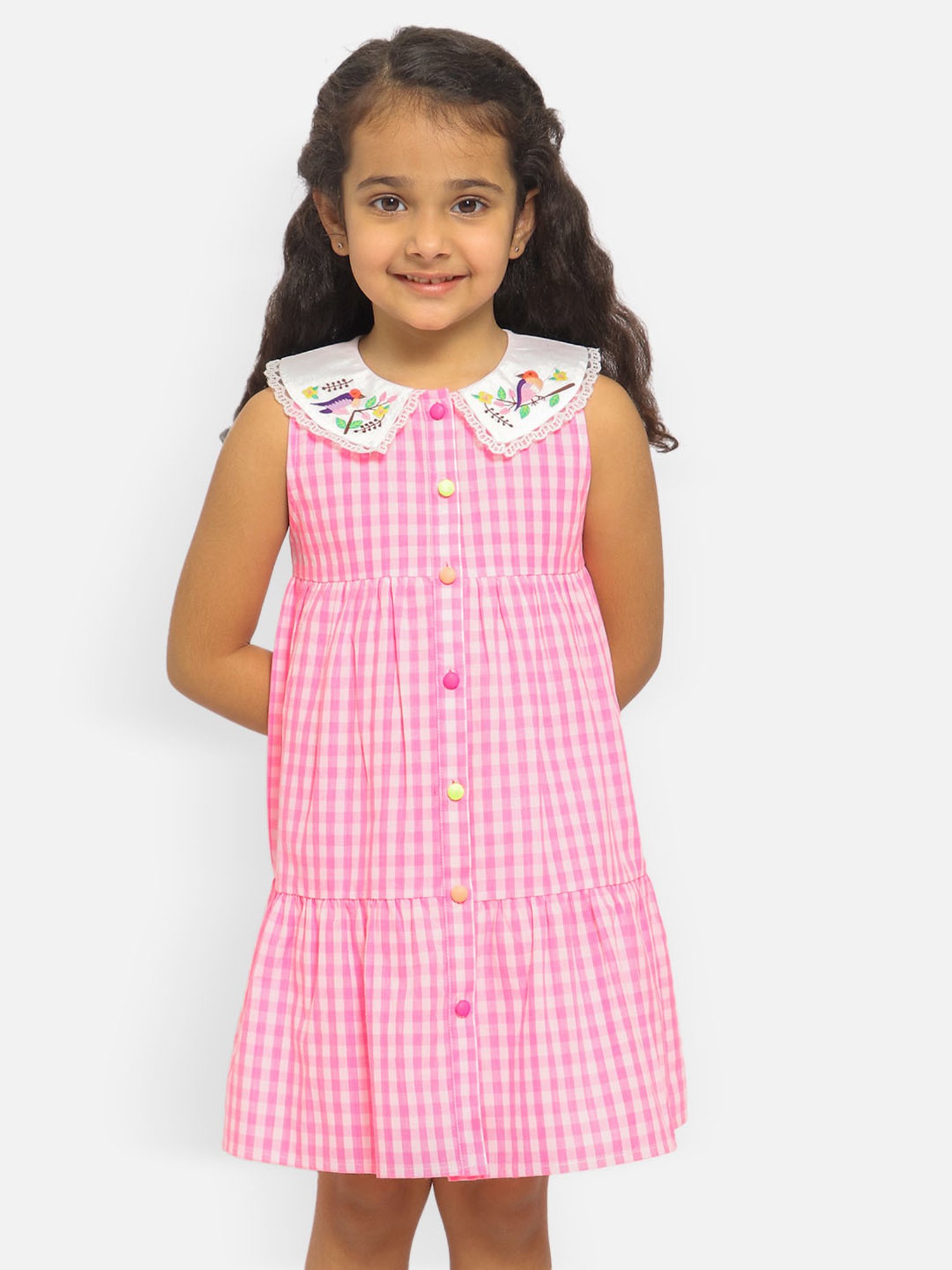 Buy NAUTI NATI Blue Embroidered Cotton Square Neck Girls Casual Dress |  Shoppers Stop