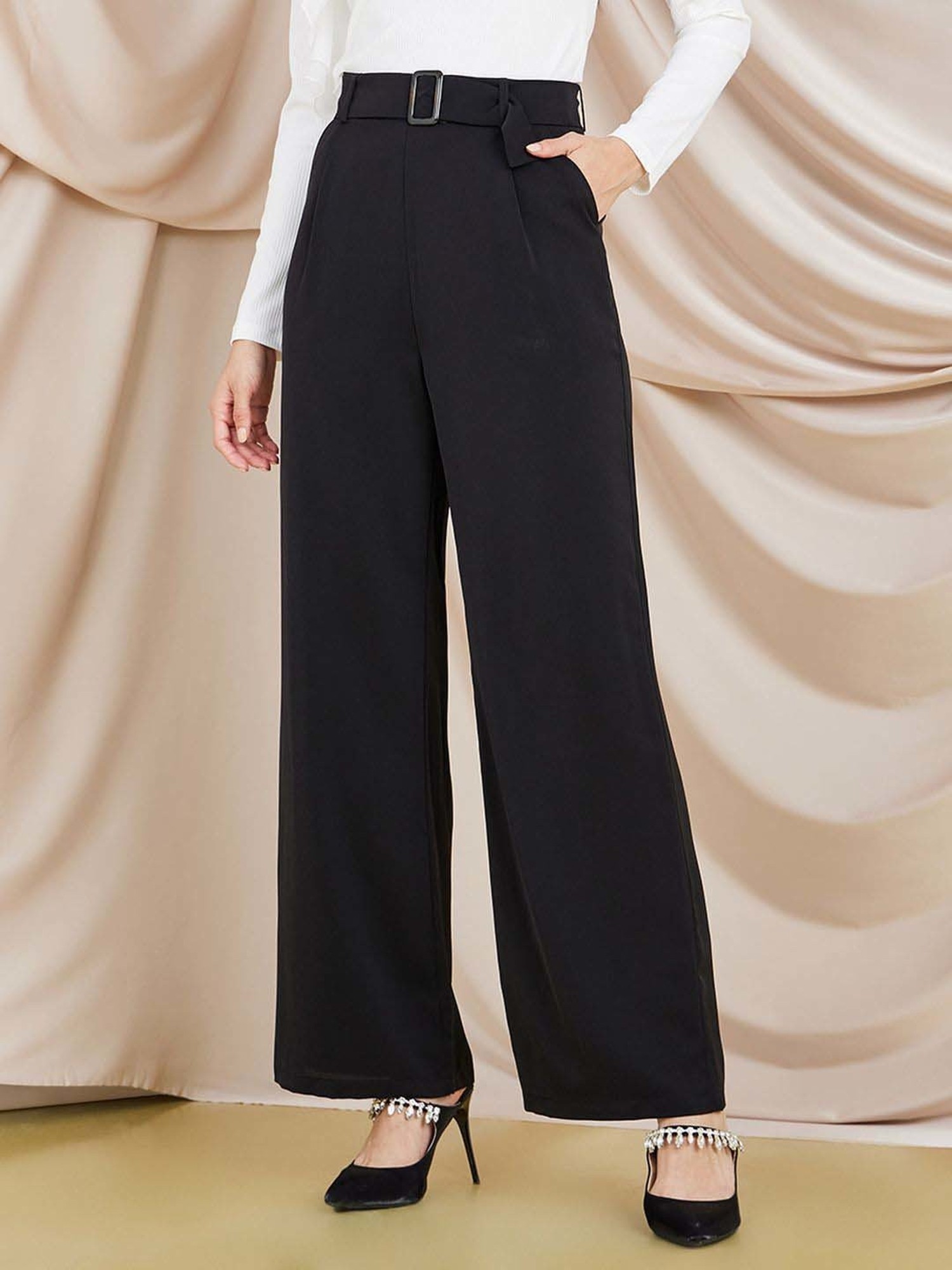 Pleated Wide Leg Pants Palazzo Formal Dressy Large Party Business | eBay