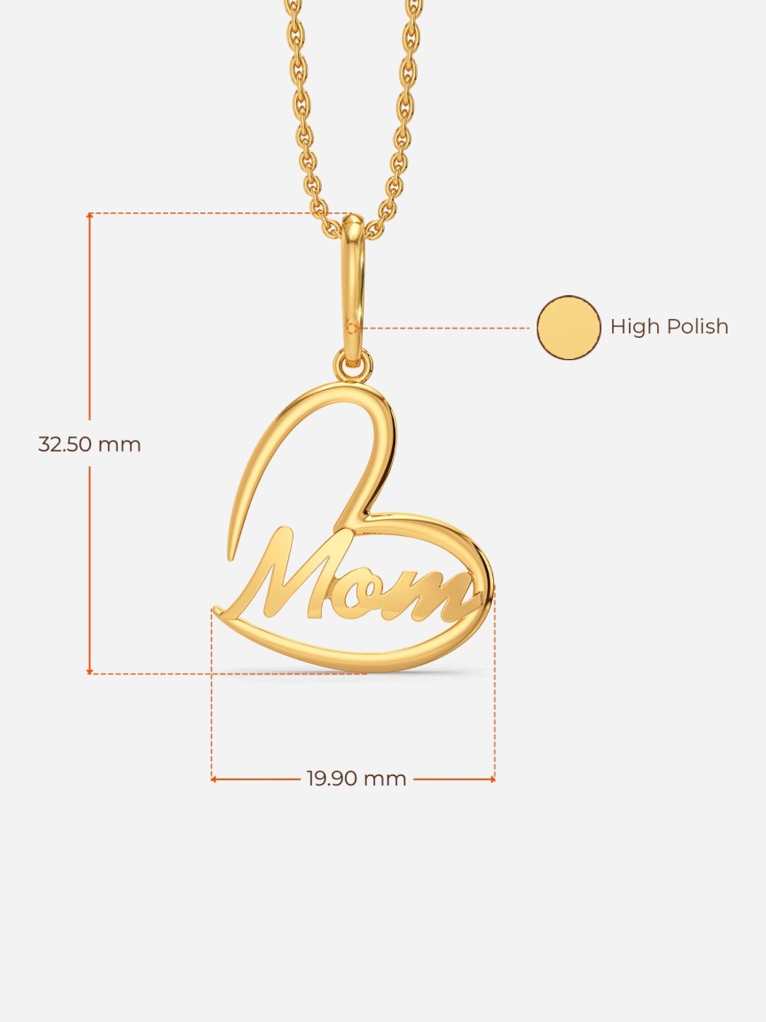 Buy Melorra 14k Yellow Gold Heart Shaped MOM Gold Pendant Online At Best Price Tata CLiQ