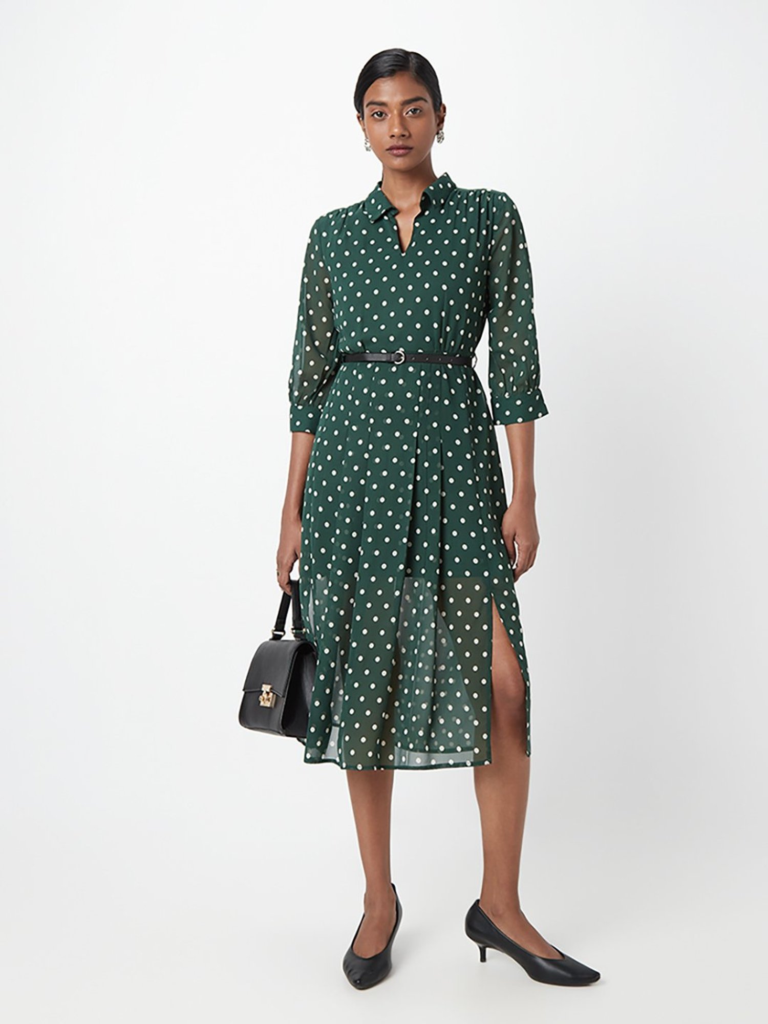 Green polka clearance dot shirt dress