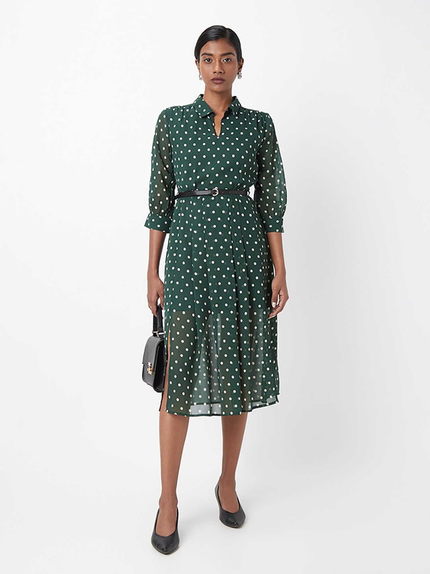 Adorable Green Polka Dot Midi Dress - Women's Midi Dresses – Shop the Mint