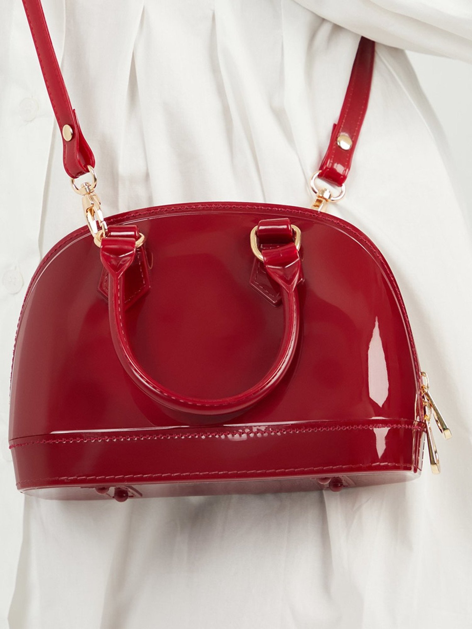 Louis Vuitton Alma Bb Patent Leather Dome Bag in Red