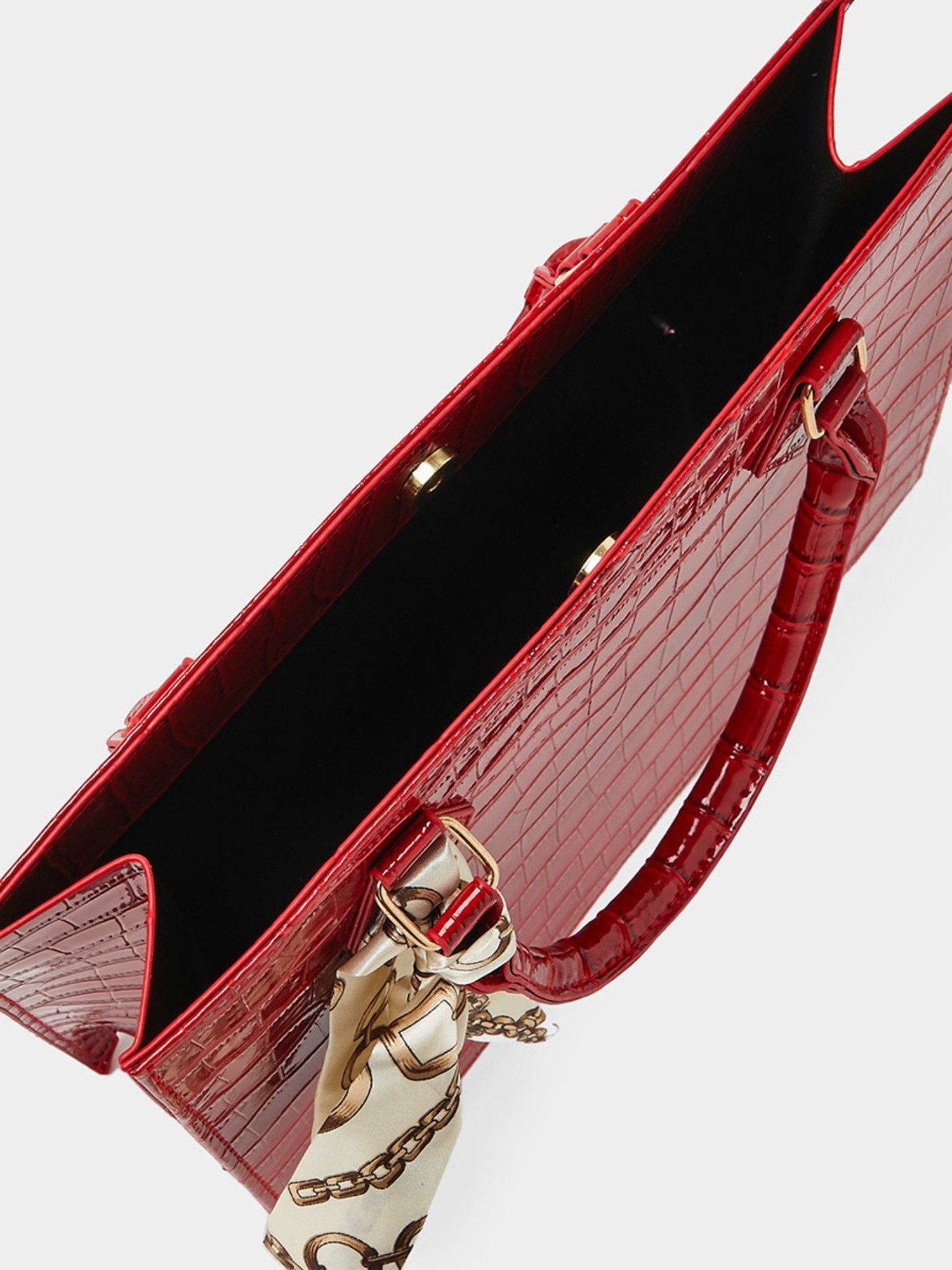 Buy Styli Red Textured Handbag with Scarf Detail at Best Price @ Tata CLiQ