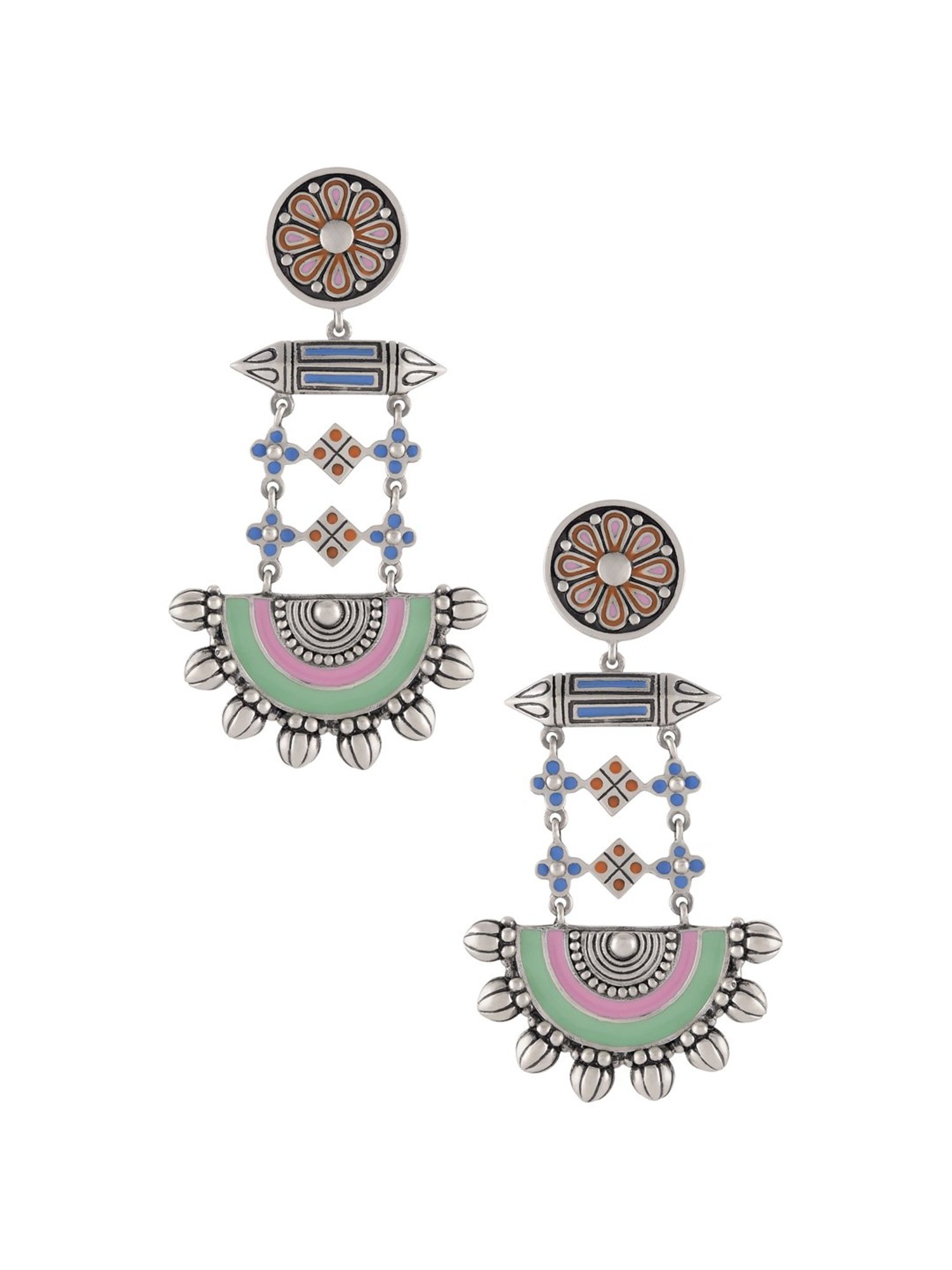 Buy Tribe Amrapali Silver Alloy Ear Jacket Earrings Online At Best Price   Tata CLiQ