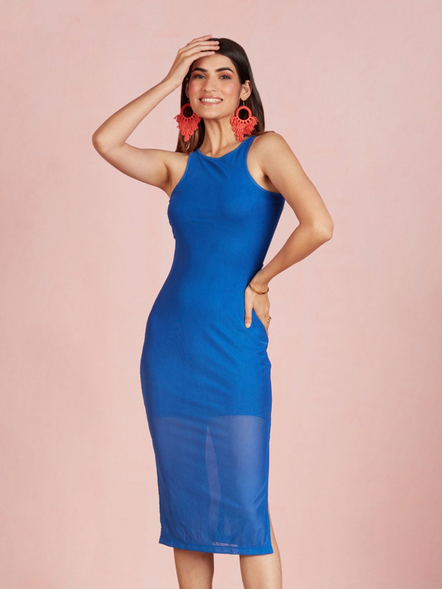 Buy Women Sea Blue Wash Peterpan Collar Pleated Midi Dress - Dresses for  Women | Sassafras.in