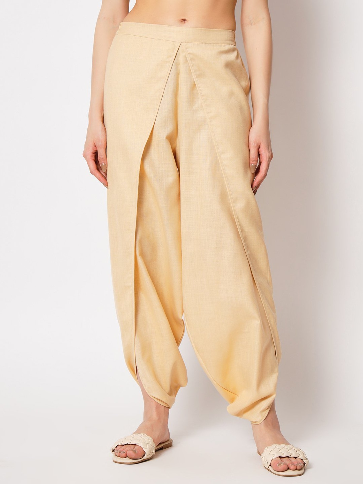 Women Solid Light Beige Mid Rise Cotton Dhoti Pants – Cherrypick