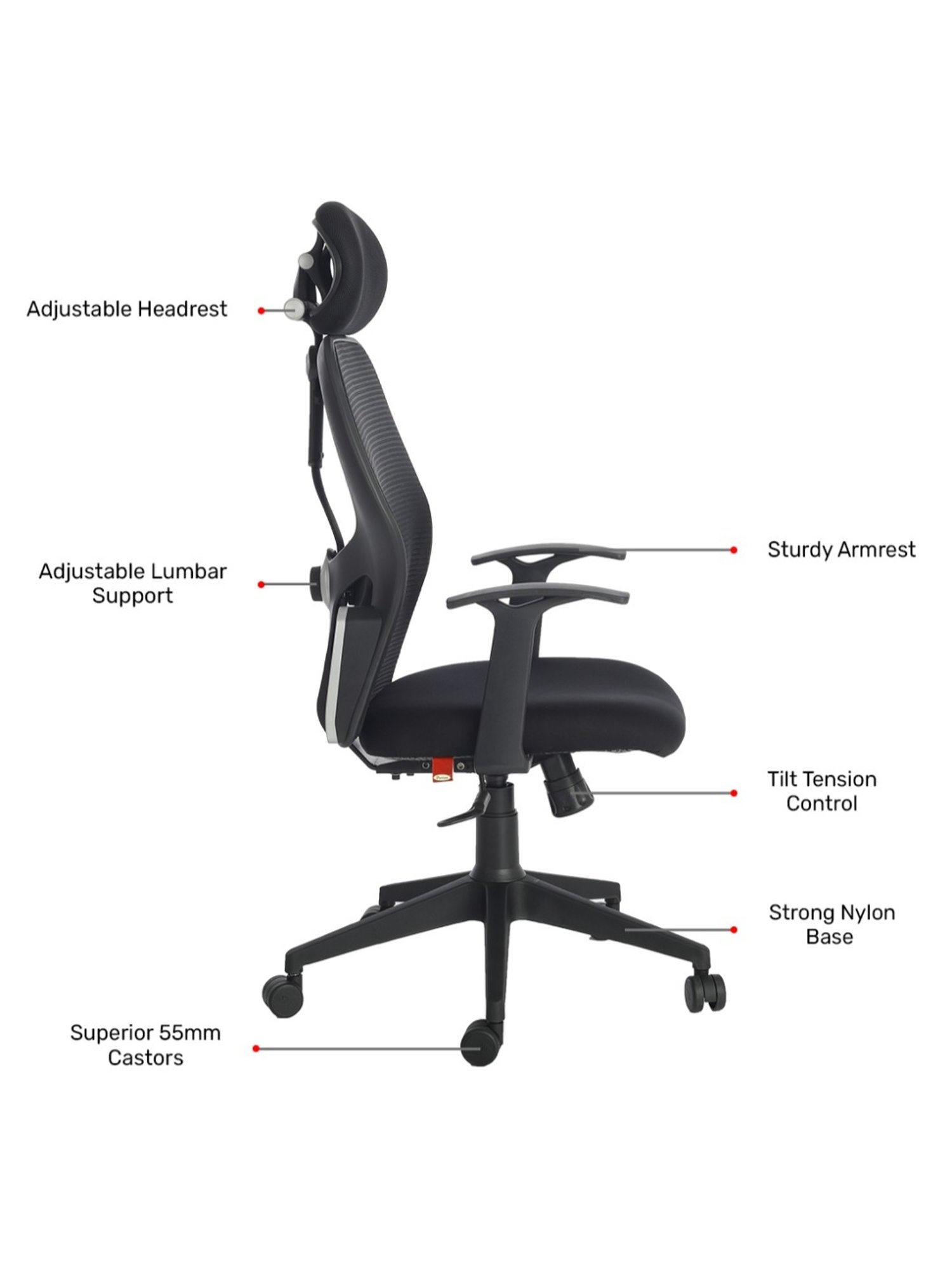 Marvel ergonomic chair in black colour by discount durian