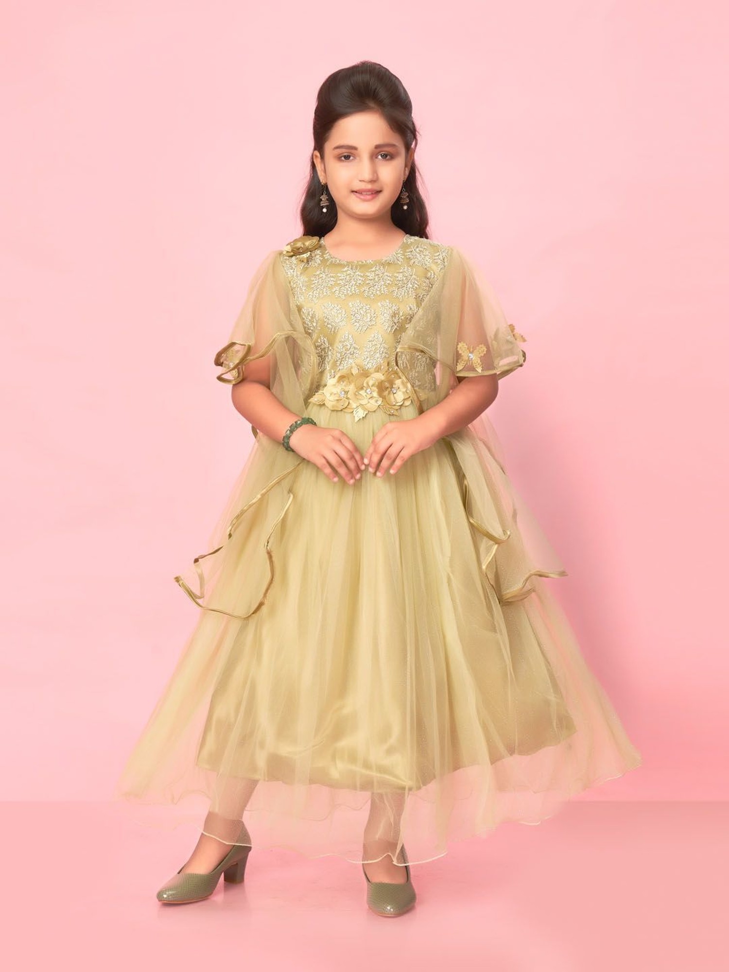 Aarika Girls Pink Color Party Wear Ethnic Gowns