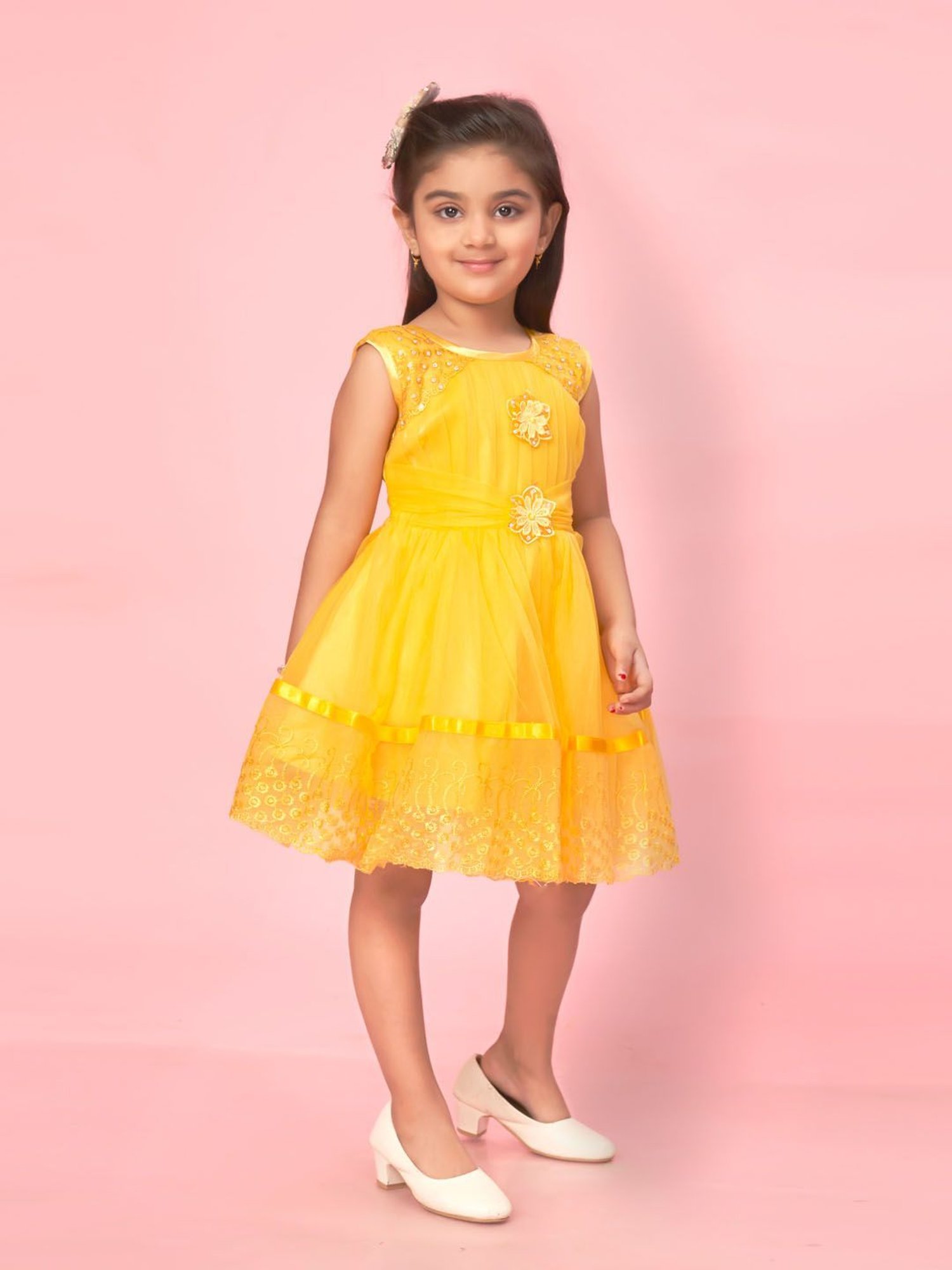 Sure Design Kids Tie Dye Smock Dress in Yellow