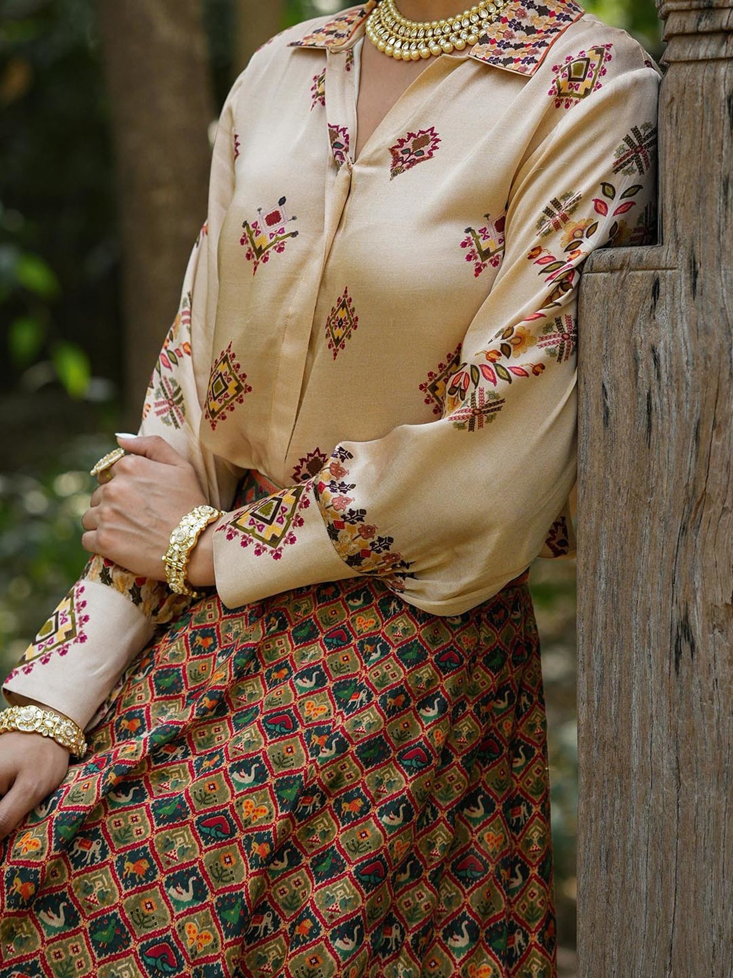 Buy Yellow Printed Crepe Blouse with Skirt - Set of 2 | BGTW41/BG25 | The  loom