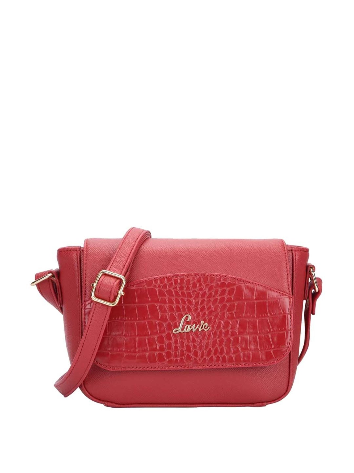 Buy Lavie Brocroc Red Textured Small Sling Handbag Online At Best