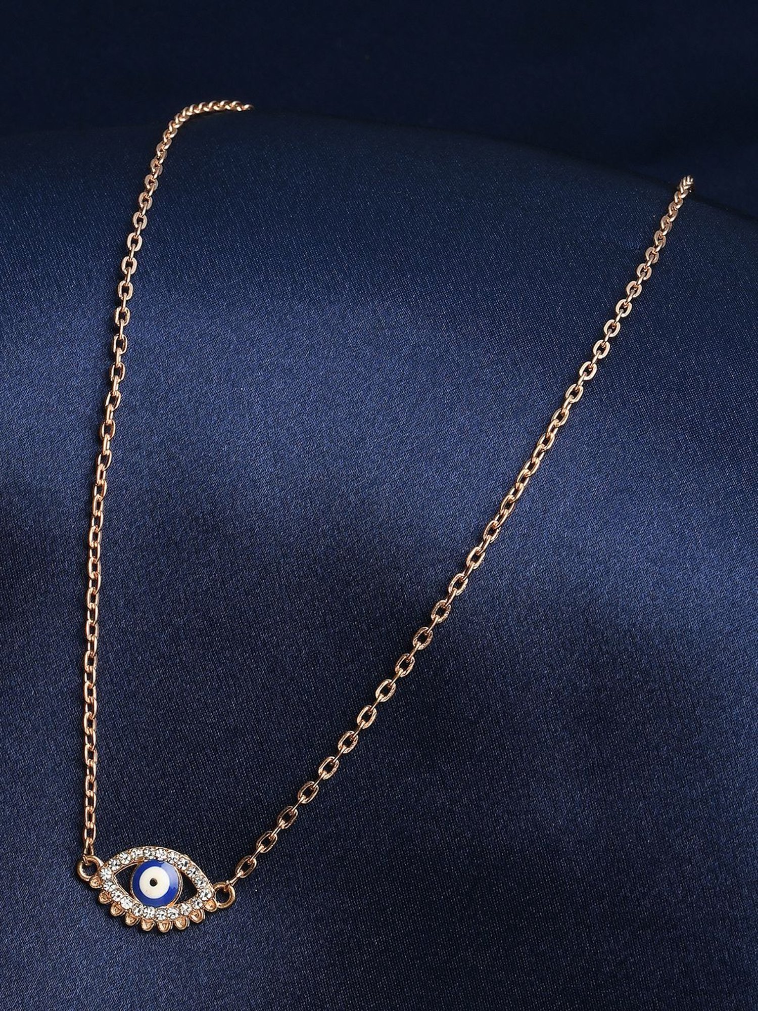 Blue Stone Pendant Long Golden Necklace – Neshe Fashion Jewelry
