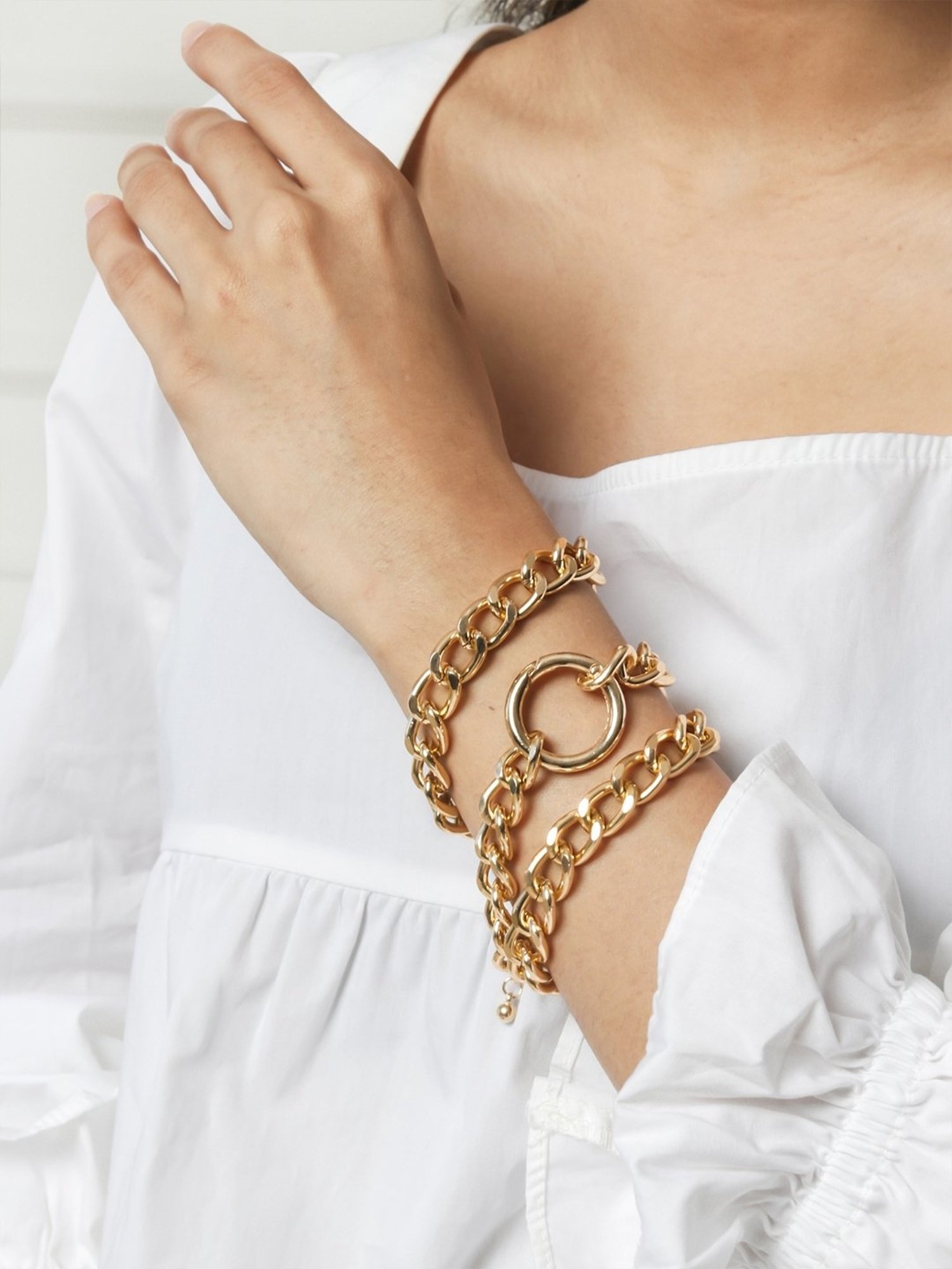 Toniq Gold Plated Set Of 3 Floral Adjustable Bracelets For Women