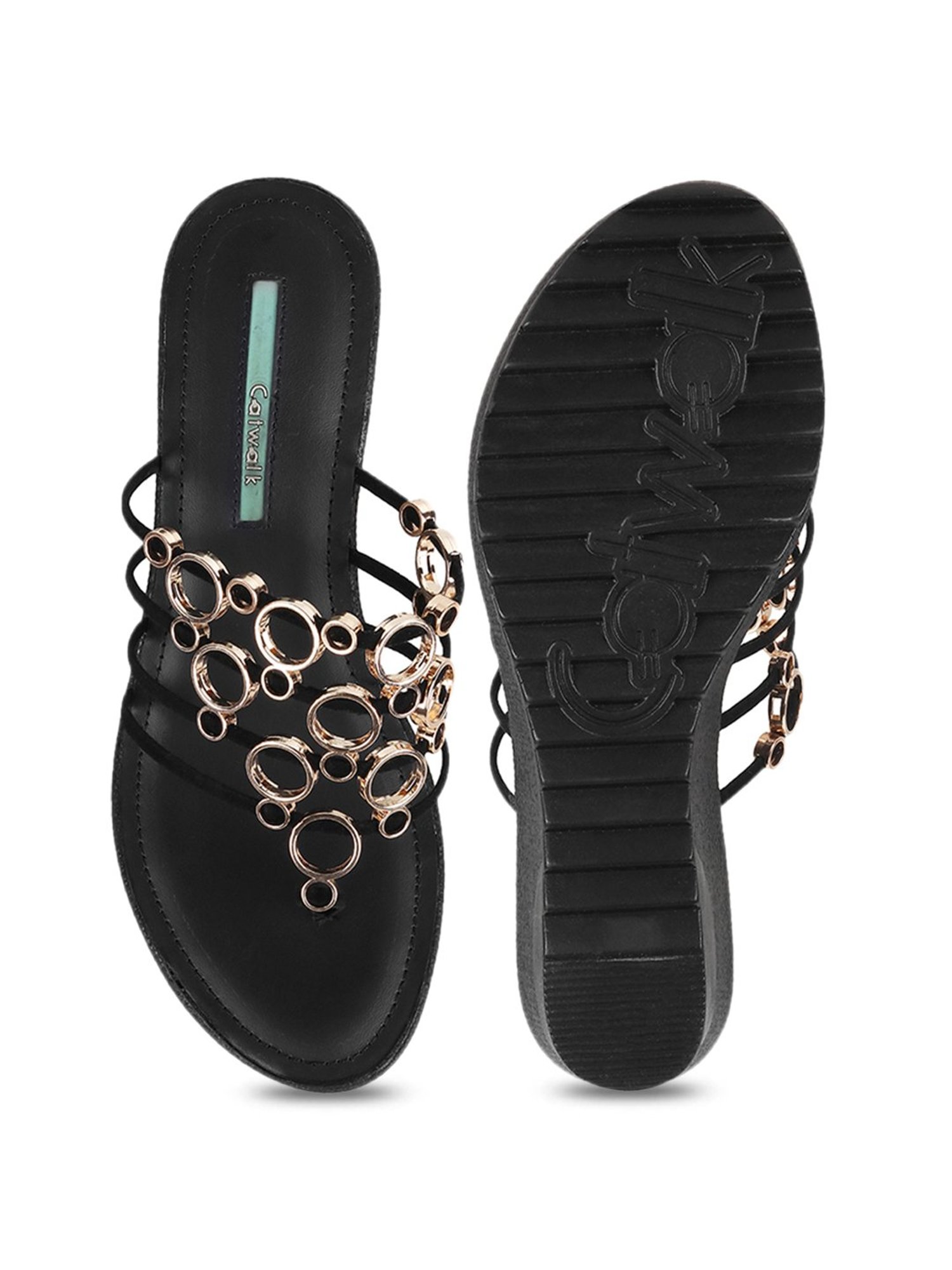 Buy CATWALK Black Womens Cut Out Open Toe Sandals | Shoppers Stop