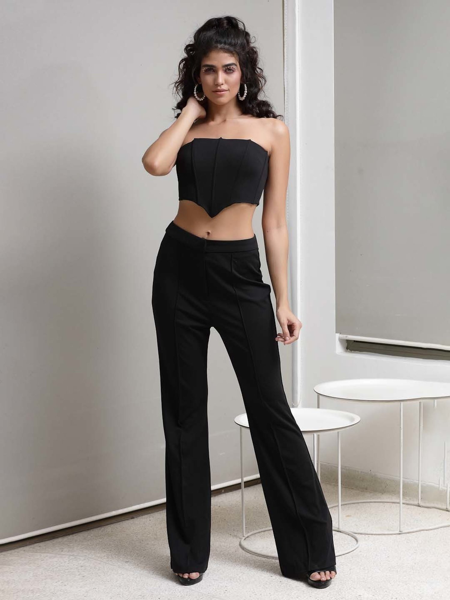 Lappen Fashion Womens Night Wear  Combo of Crop top with Ankle Length  Track Pants  Joggers with Pockets  Regular Fit Plain Trousers Night Dress   for Sports Gym Workout Small
