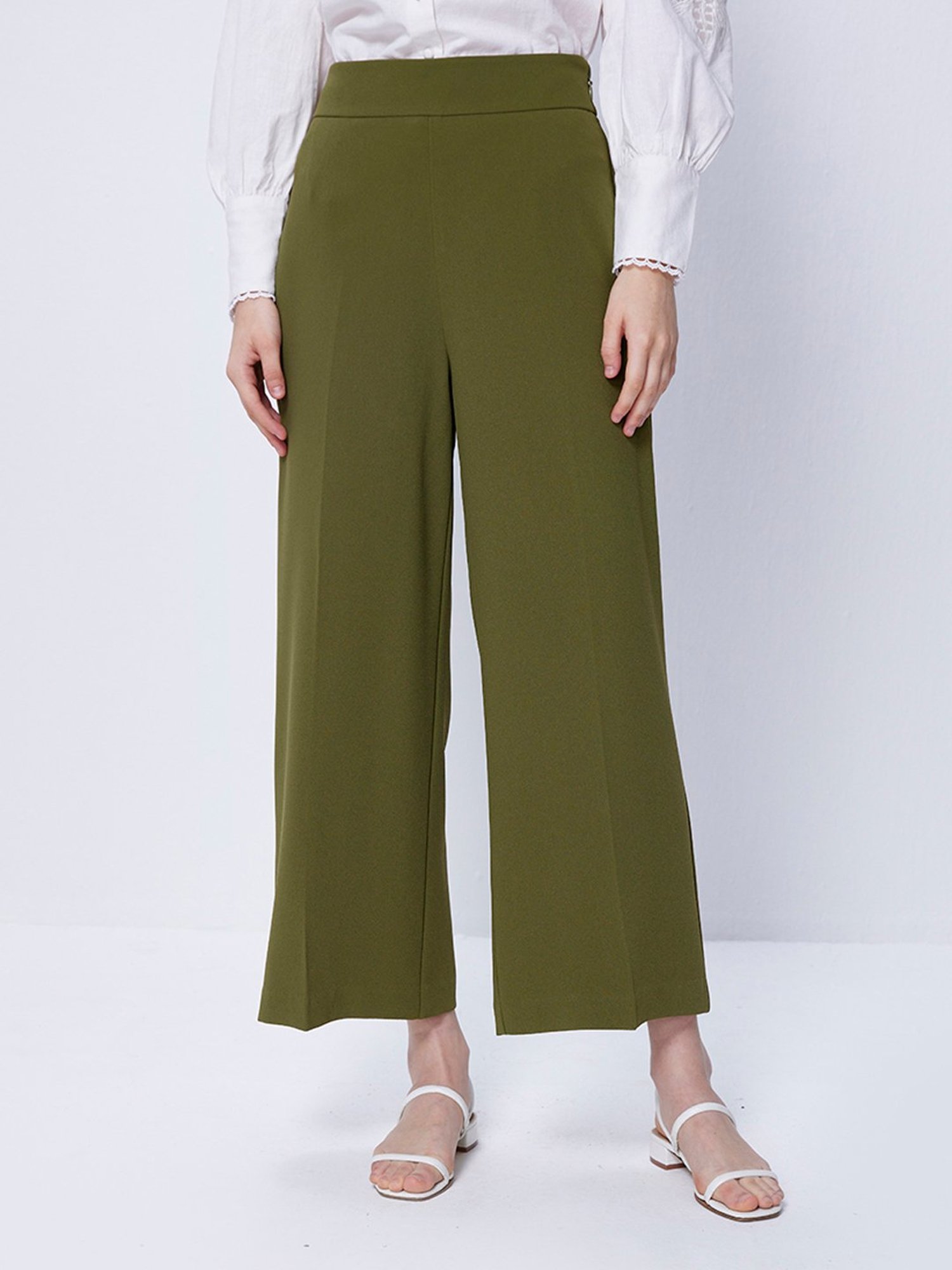 AAITHAN Men's Solid Olive Trousers