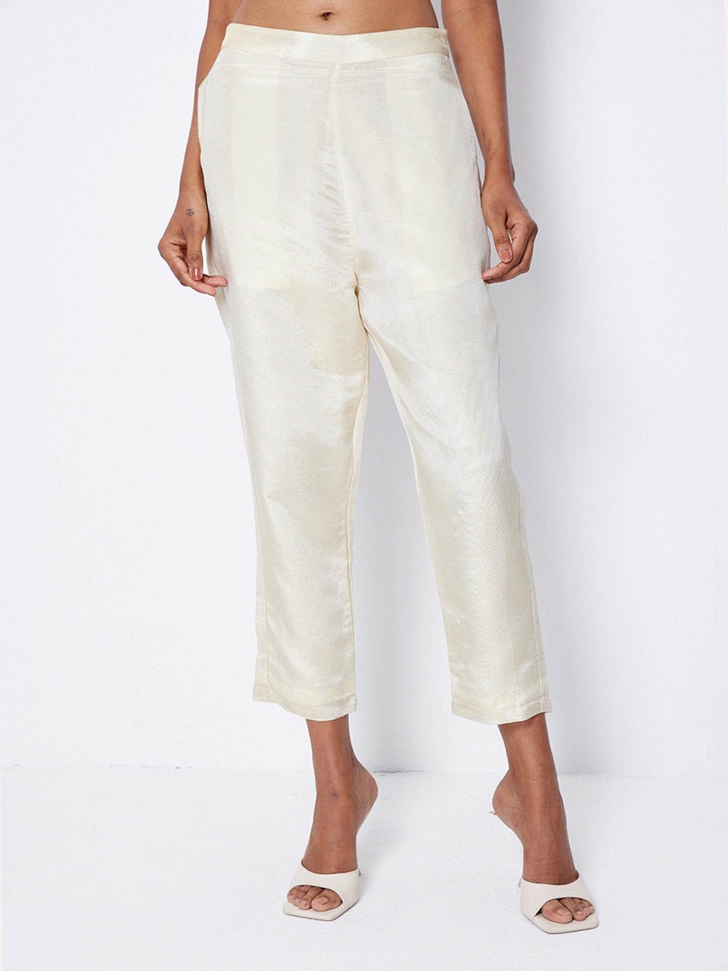 Buy NOZ2TOZ Womens Pack Of 2 Cigarette Trousers In OffWhite And Pink  Online at Best Price  Distacart