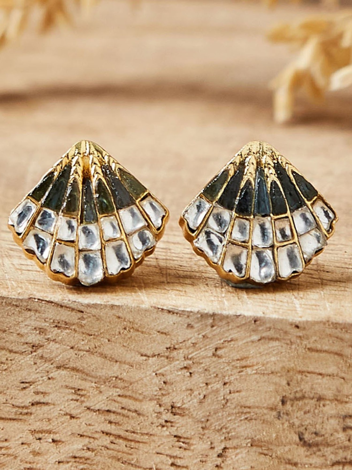 Buy Gold Plated Silver Stud Earrings for Women Online at Fabindia | 20021095