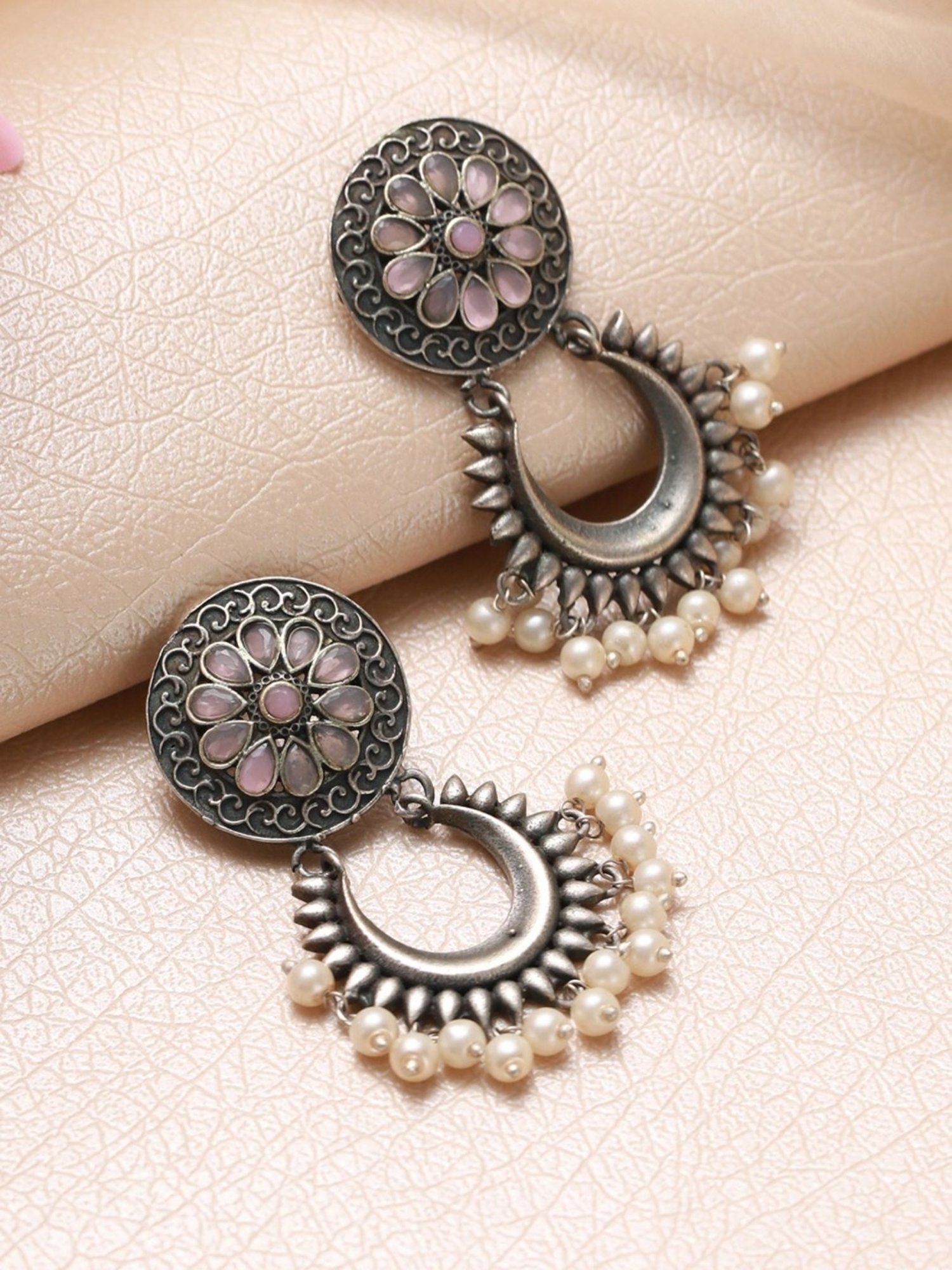 Shoshaa Earrings  Buy Shoshaa Black  Pink Enamel Finish Kundan Jhumka  Earrings Online  Nykaa Fashion
