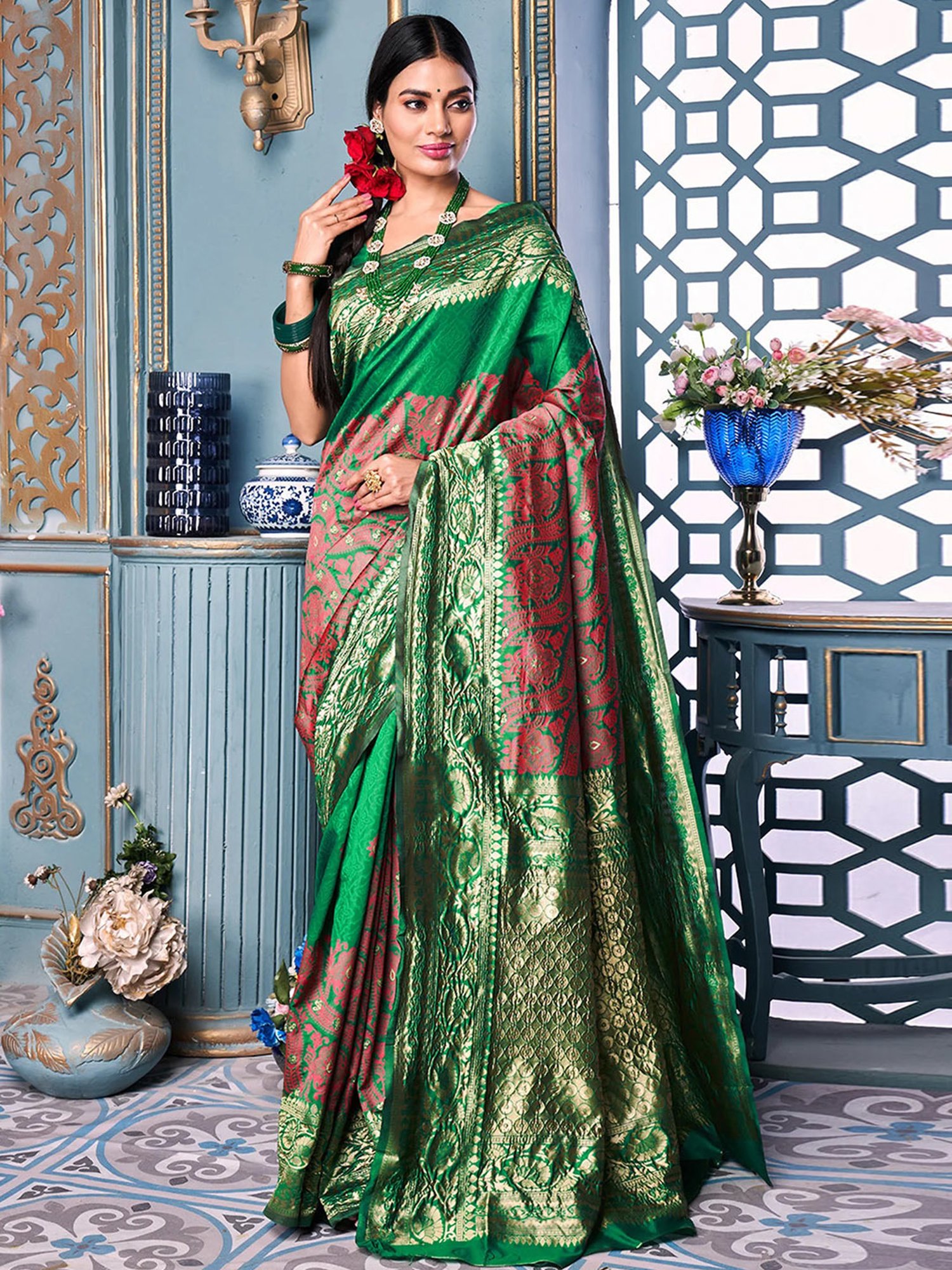 Buy Satrani Pista Green Cotton Woven Saree With Unstitched Blouse for Women  Online @ Tata CLiQ