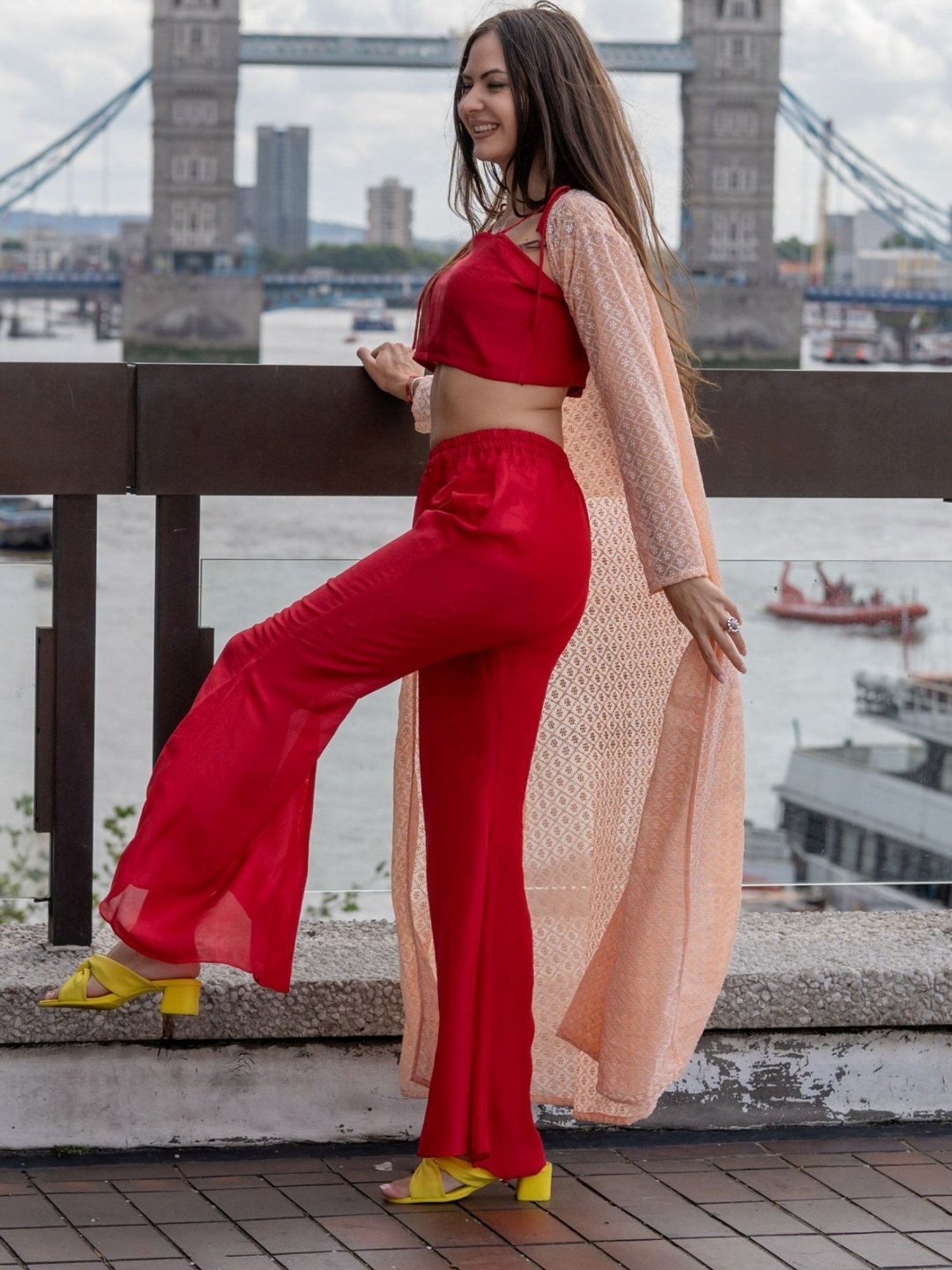 Red Pleated Wide Leg Trousers | Simply Be