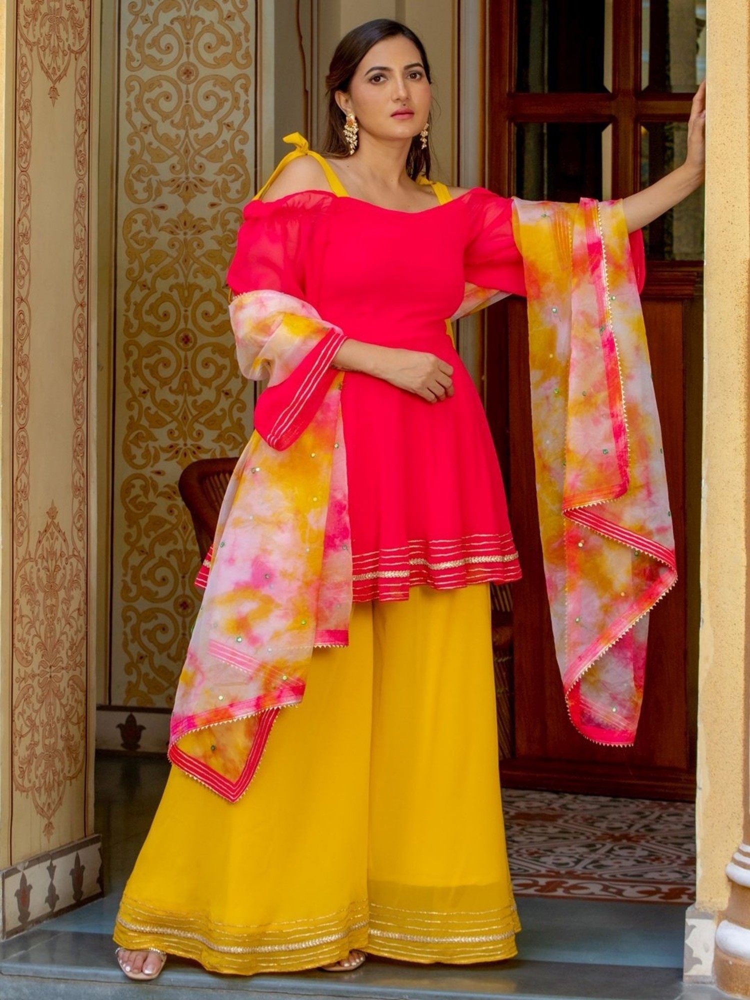 Festive Embroidered Kurta and Bandhani Dupatta - Festive Yellow – FASHOR