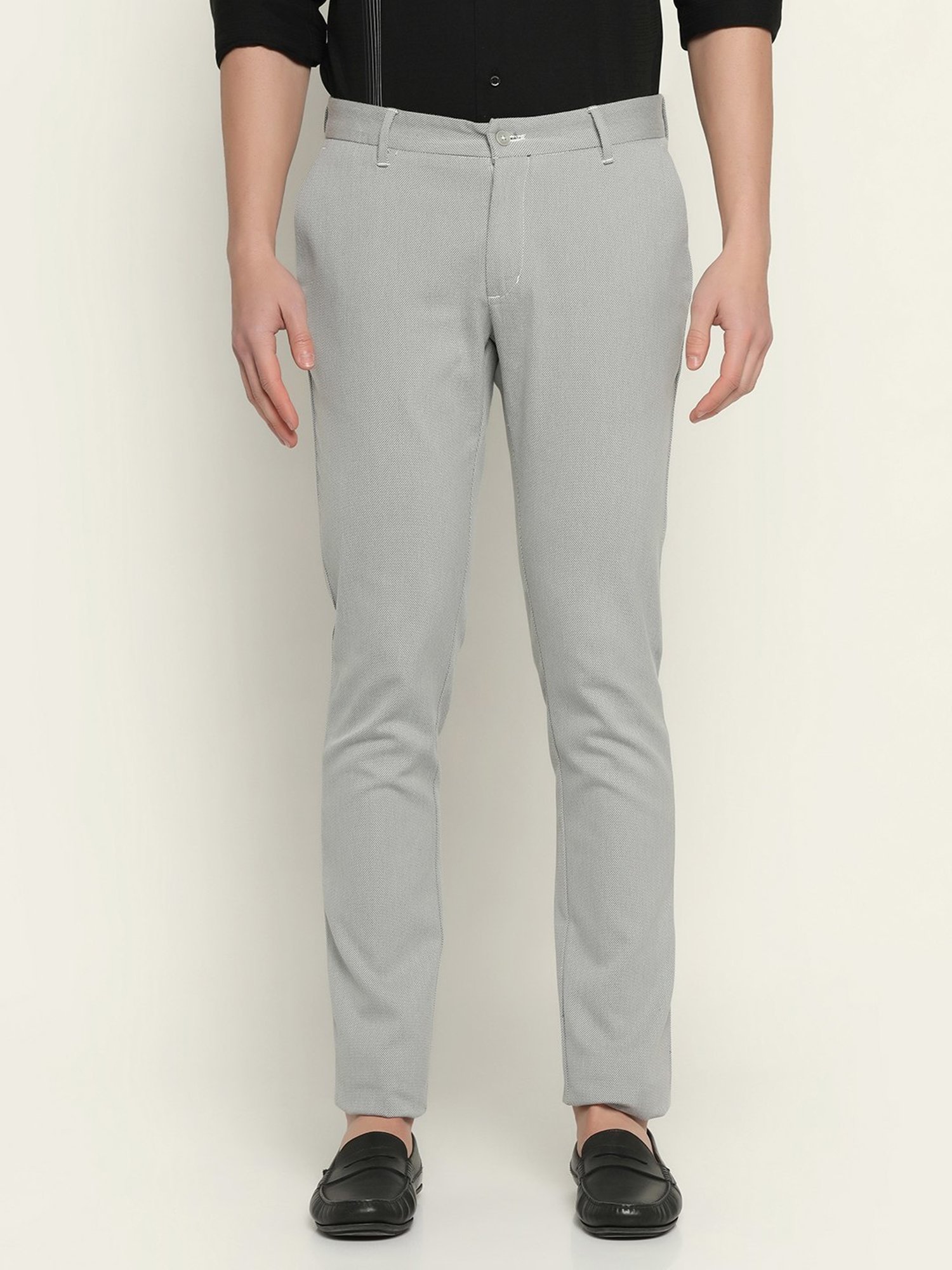 Buy Men Grey Solid Low Skinny Fit Casual Trousers Online  753495  Peter  England